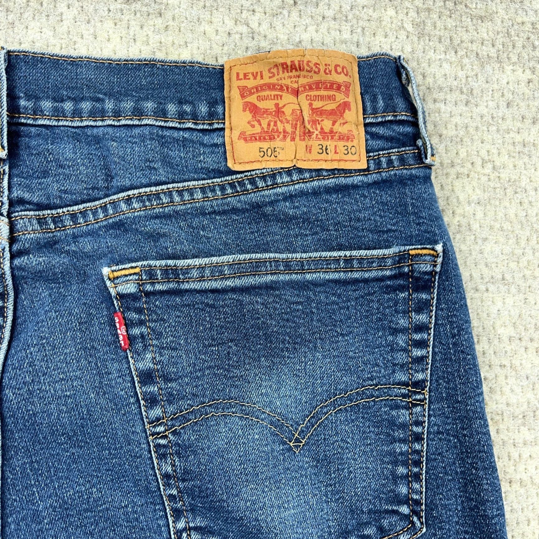 Levi's Levi's 505 Jeans Men 36x30 Straight Regular Dark Wash Denim Blue Classic American 90s Modern Mens Size US 36 / EU 52 - 5 Thumbnail