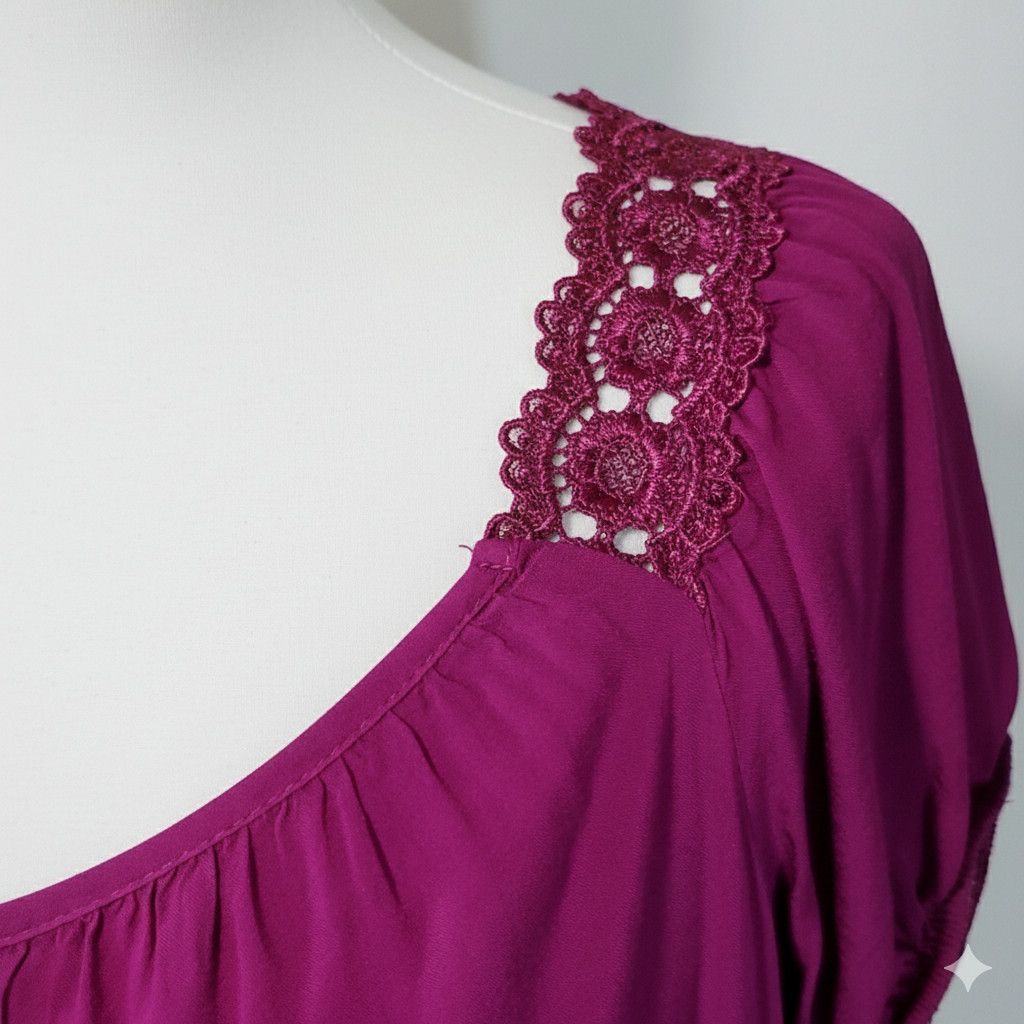 Other Dressbarn Size L Blouse Violet Purple Elastic Sleeve Hem Size L / US 10 / IT 46 - 5 Thumbnail