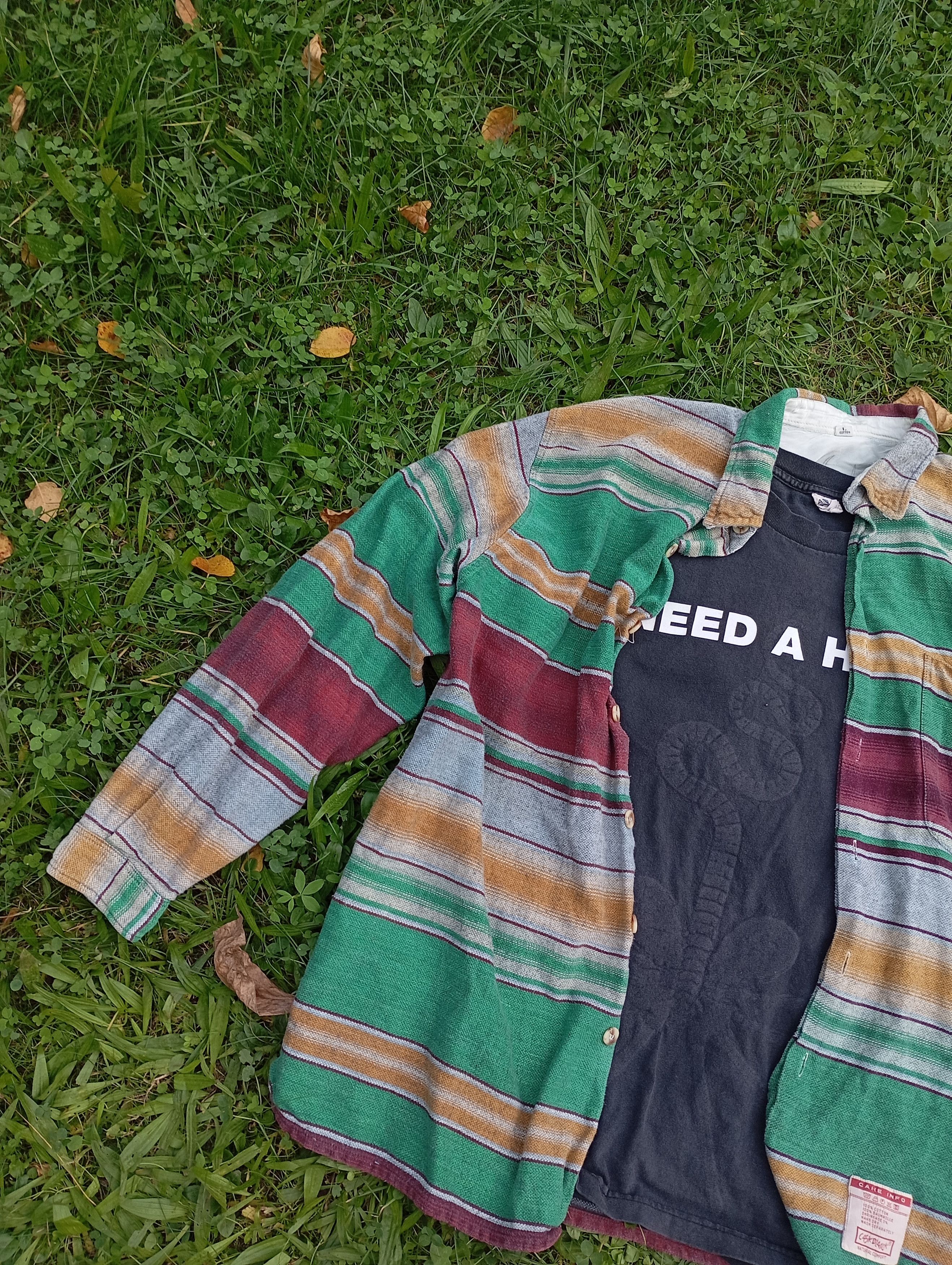 Flannel × Vintage Vintage Y2K Travis Scott style Striped Flannel Shirt Size US L / EU 52-54 / 3 - 2 Thumbnail