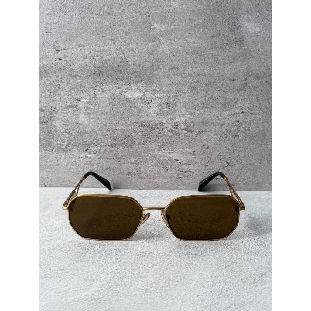 Prada NEW Prada PR A51S Sunglasses in Gold Brown $585 Size ONE SIZE - 4 Thumbnail