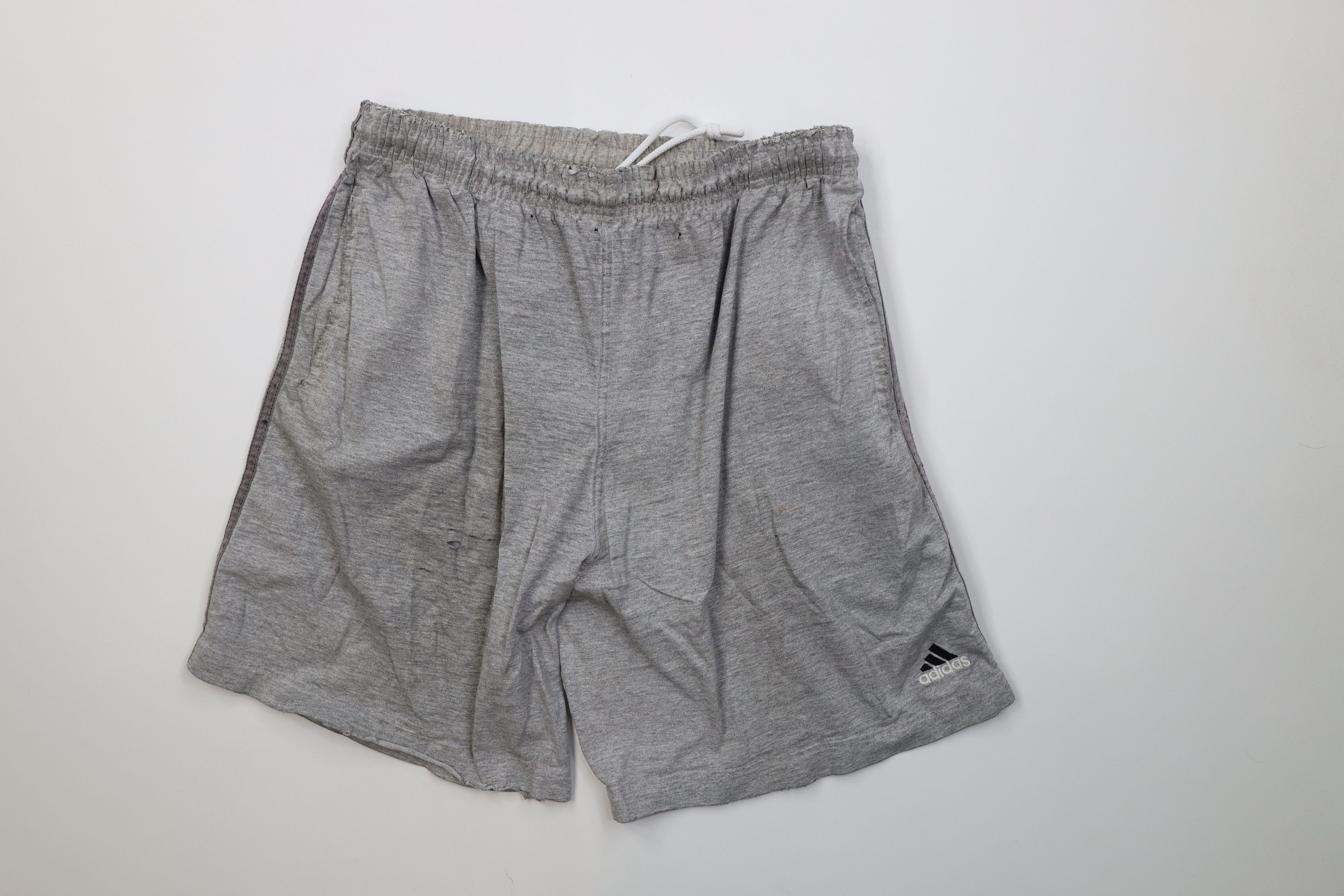 Adidas Vintage 90s Adidas Spell Out Above Knee Shorts Gray USA Size US 34 / EU 50 - 1 Thumbnail