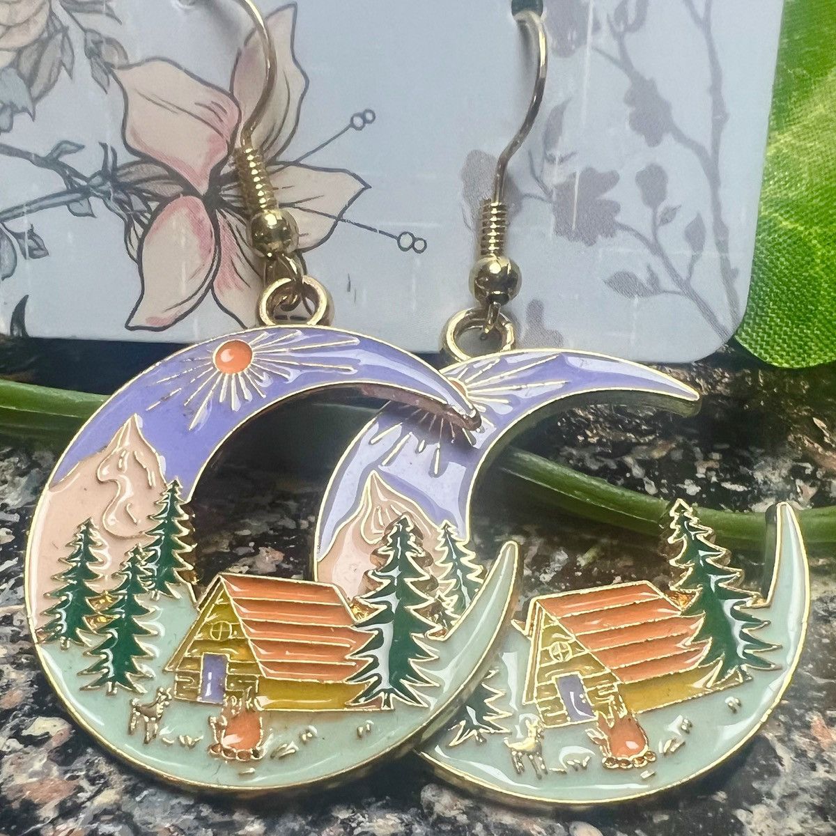 Other New Adventure Wanderlust Pastel Boho Moon Drop Earrings Size ONE SIZE - 1 Thumbnail