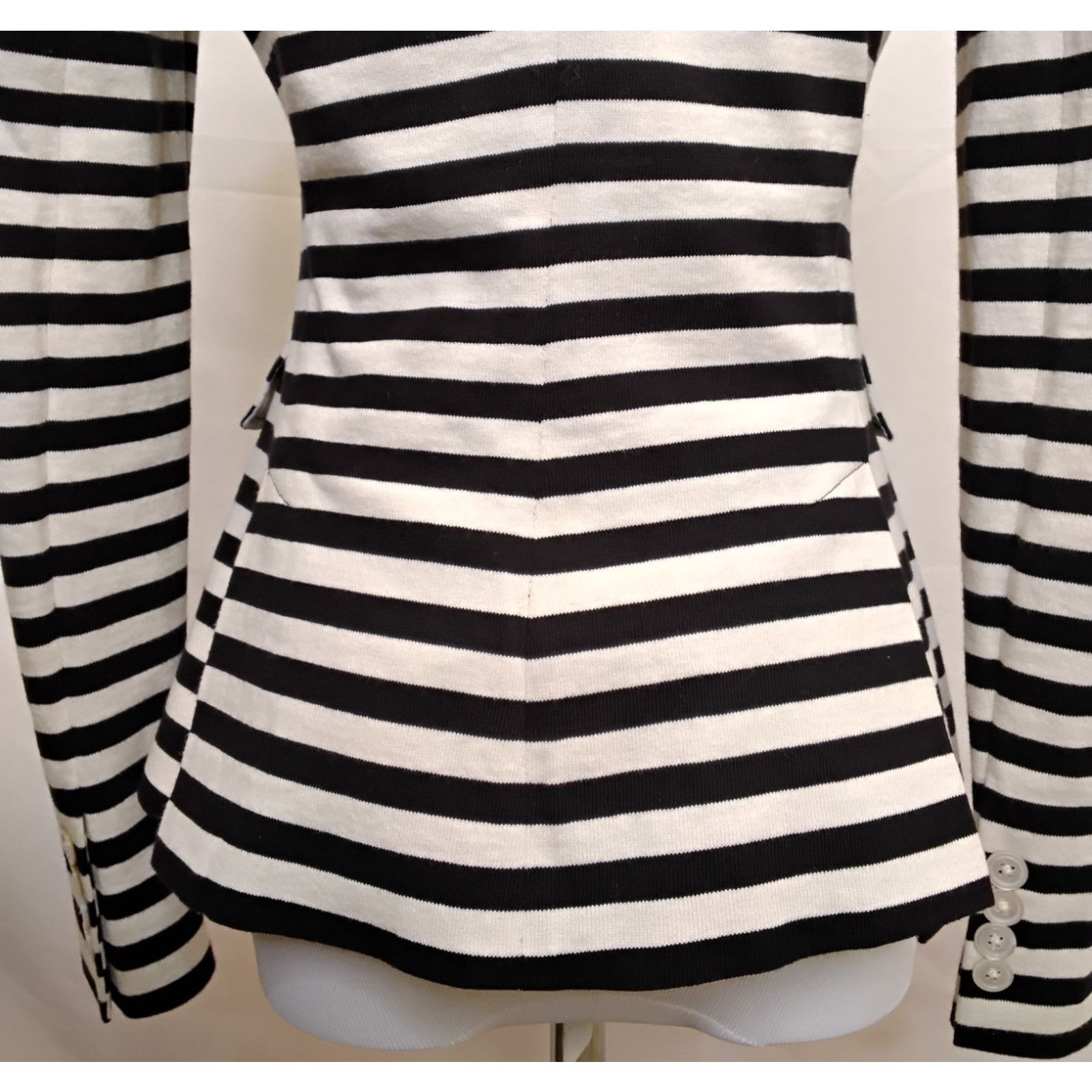 Ralph Lauren Ralph Lauren Knit Blazer Women 2 Black/White Stripes Cotton Size XS / US 0-2 / IT 36-38 - 6 Thumbnail