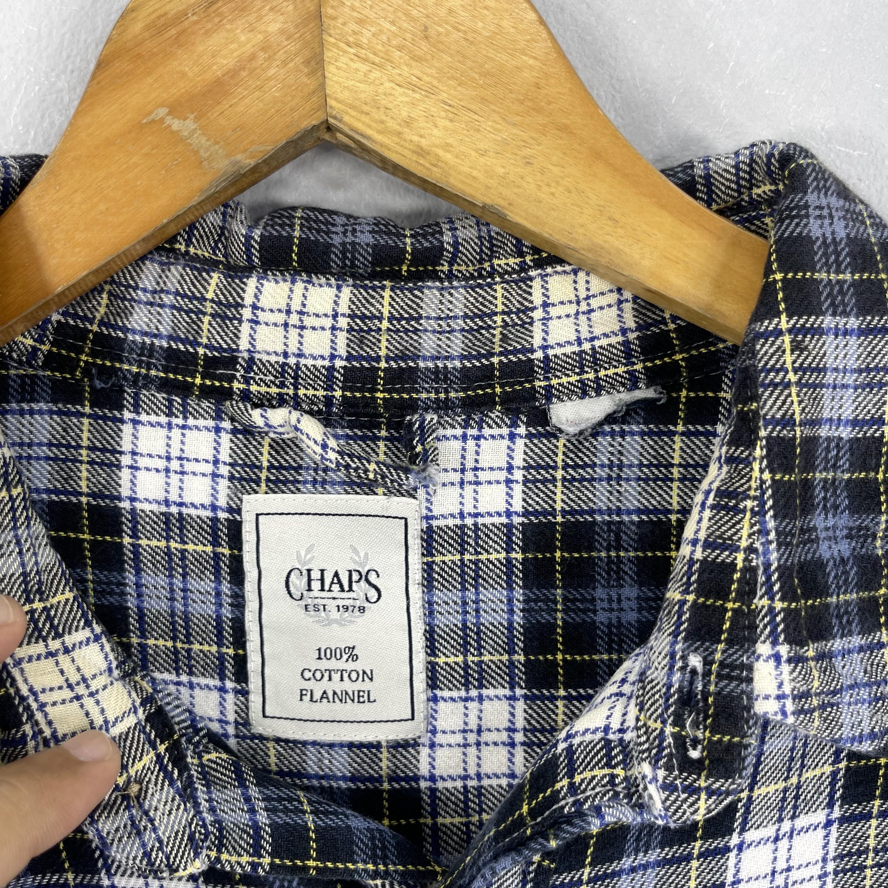 Flannel Vintage CHAPS Checkered Tartan Blue Distressed Flannel Size US L / EU 52-54 / 3 - 5 Thumbnail