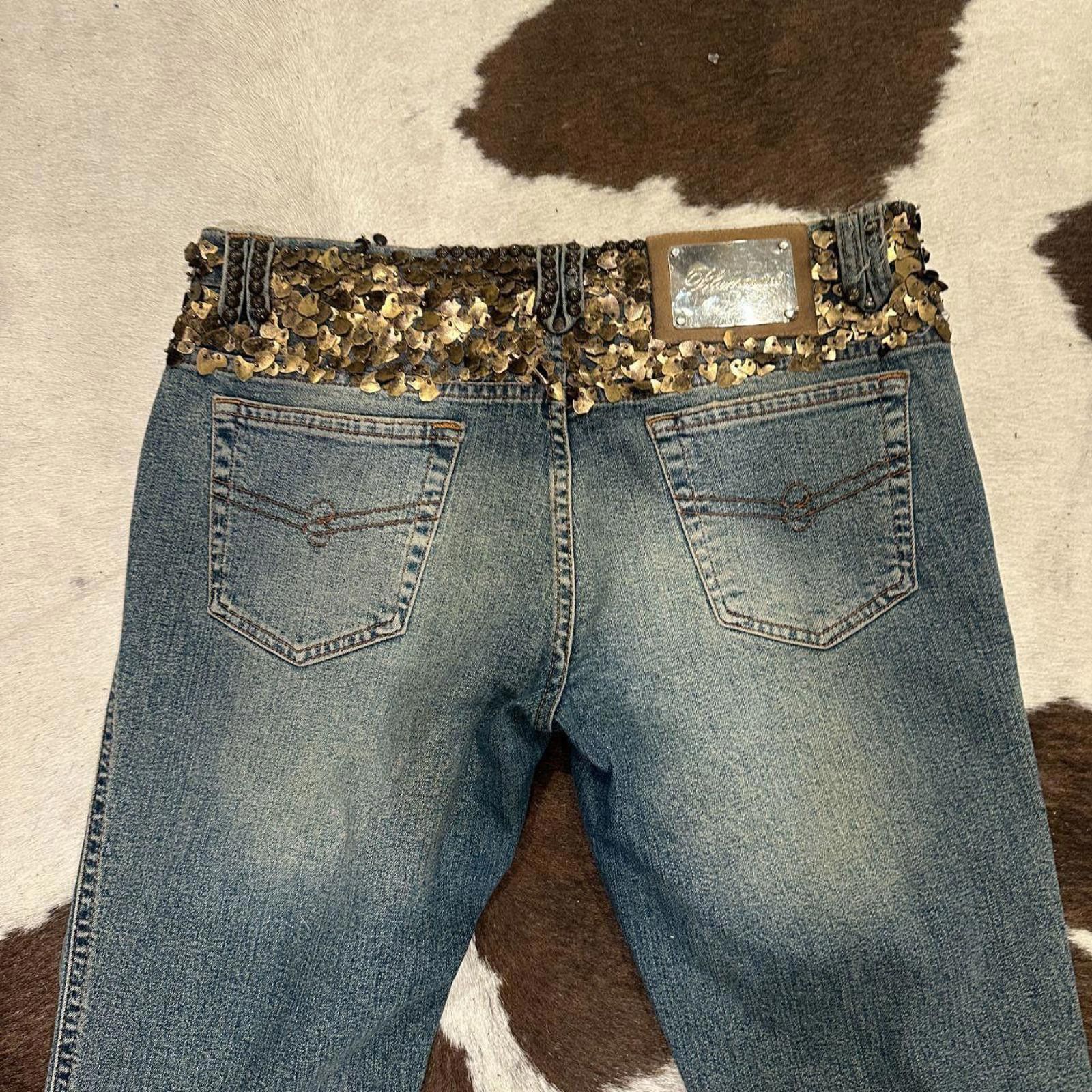 Other Vintage Blumarine Women's Low Rise Embellished Flare Jeans Size 28" / US 6 / IT 42 - 5 Thumbnail