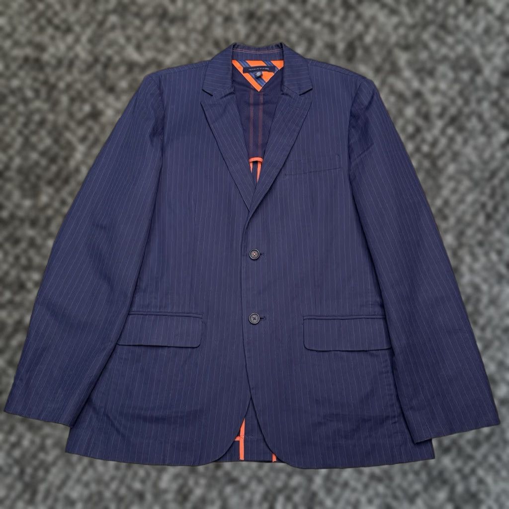 Tommy Hilfiger Tommy Hilfiger Sport Coat Large Navy Blue Pinstripe Cotton Blazer Size 42R - 1 Thumbnail