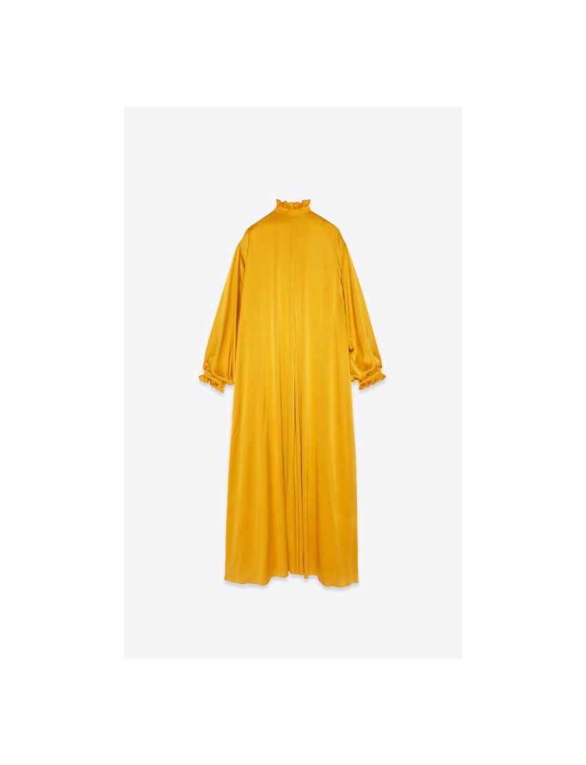 oc11z10425 Victorian Cloak in Washed Satin Silk in Yellow
