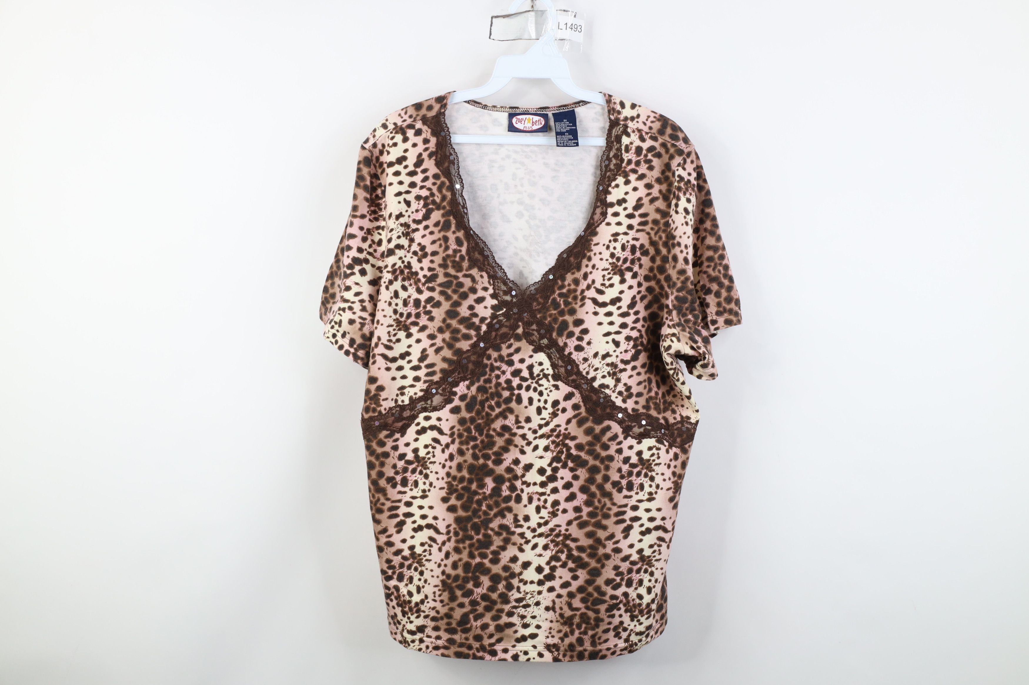 Vintage Vintage Y2K Babydoll Bella Fairy Sequin Lace Spotted T-Shirt Size XXL / US 16-18 / IT 52-54 - 1 Thumbnail