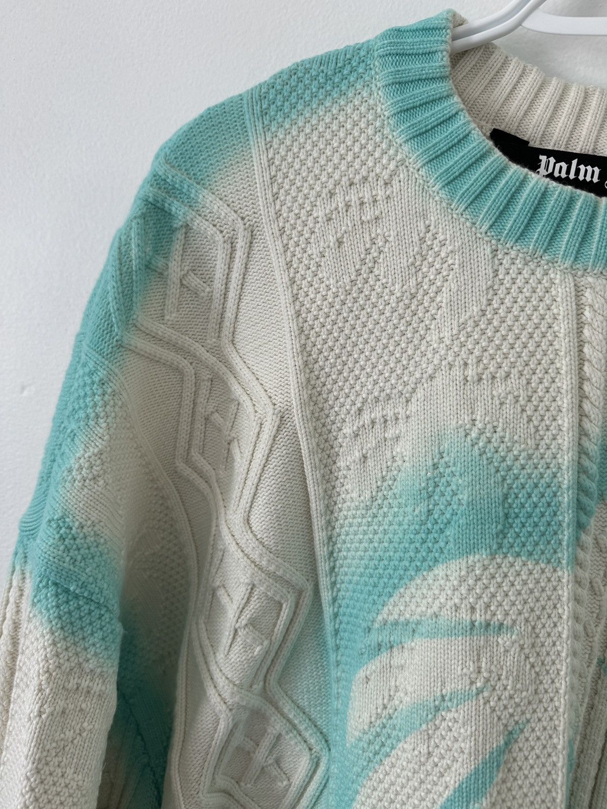 Palm Angels Palm Angels Off White Sprayed Palm Sweater Size US L / EU 52-54 / 3 - 5 Thumbnail