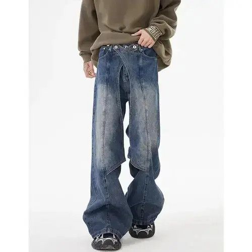 Jean Punk Hip Hop Patchwork Jeans Size US 32 / EU 48 - 2 Thumbnail