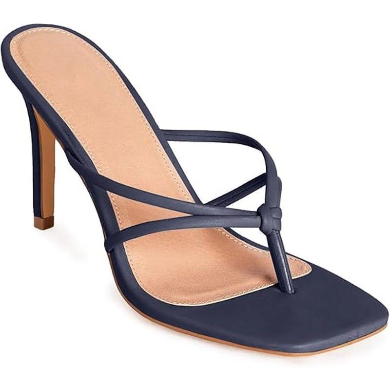 Other Coutgo Women's 8.5 Navy Blue Strappy Slide Sandal Heels Size US 8.5 / IT 38.5 - 1 Thumbnail