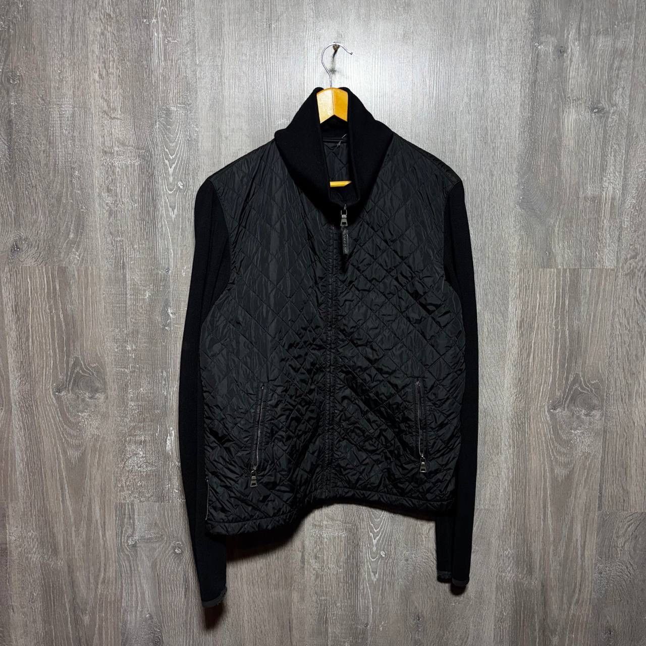 Prada Prada Nylon Jacket Quilted Knit Switching Wool 52 Black Size US XL / EU 56 / 4 - 1 Thumbnail