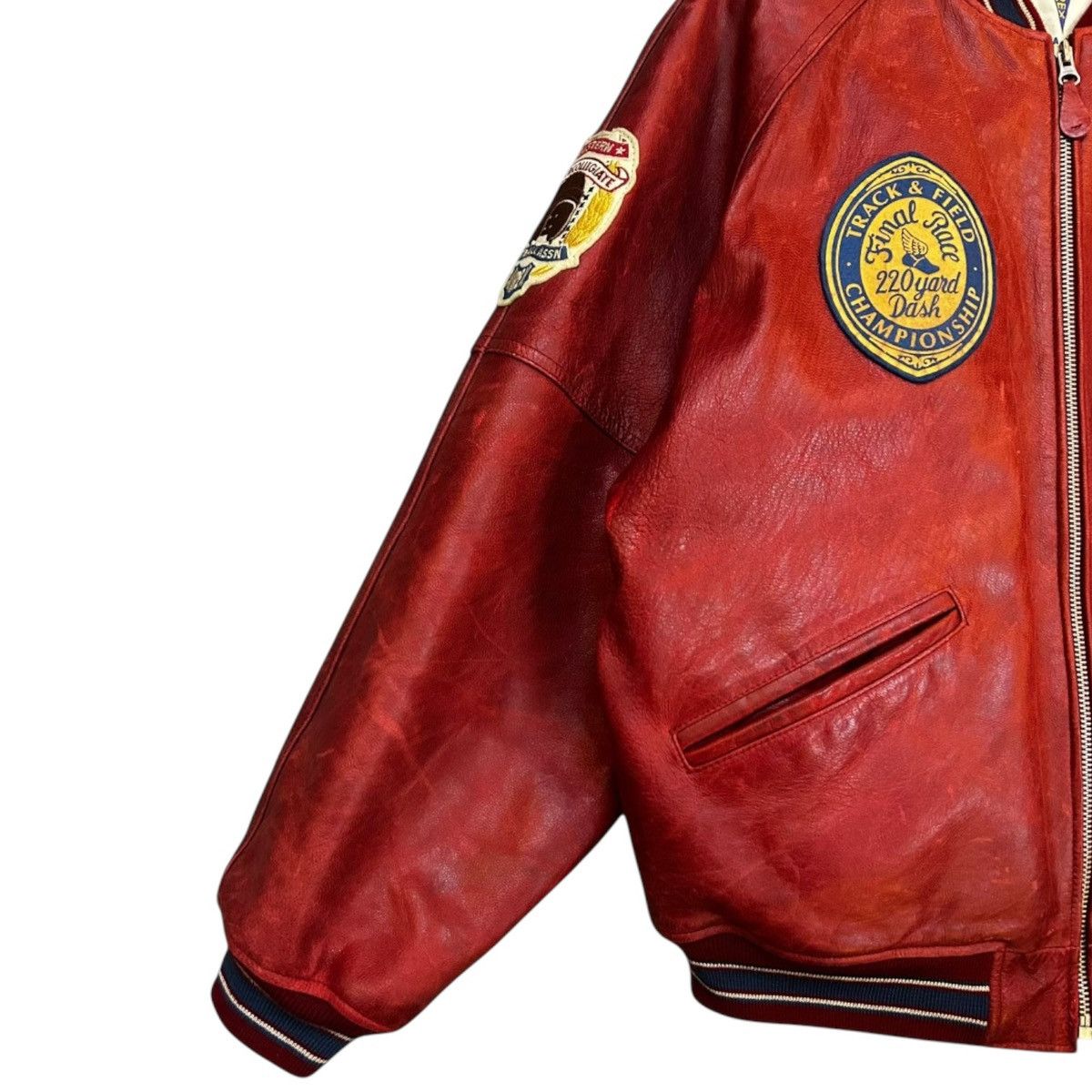 Avirex 90s Avirex Leather Varsity Bomber Jacket Mens XL Red Vintage Size US XL / EU 56 / 4 - 3 Thumbnail