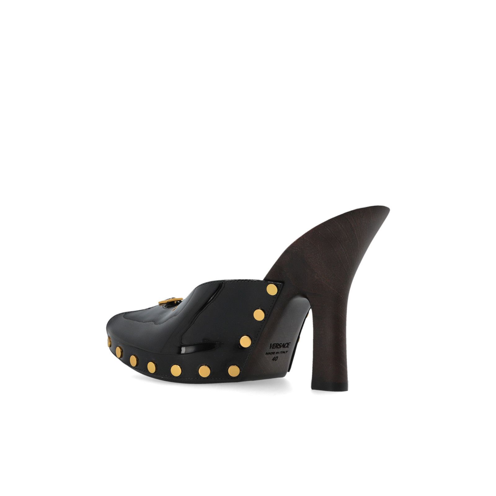 Versace VERSACE Black Studded Patent Leather Mules New & Authentic ( Size US 9 / IT 39 - 3 Thumbnail