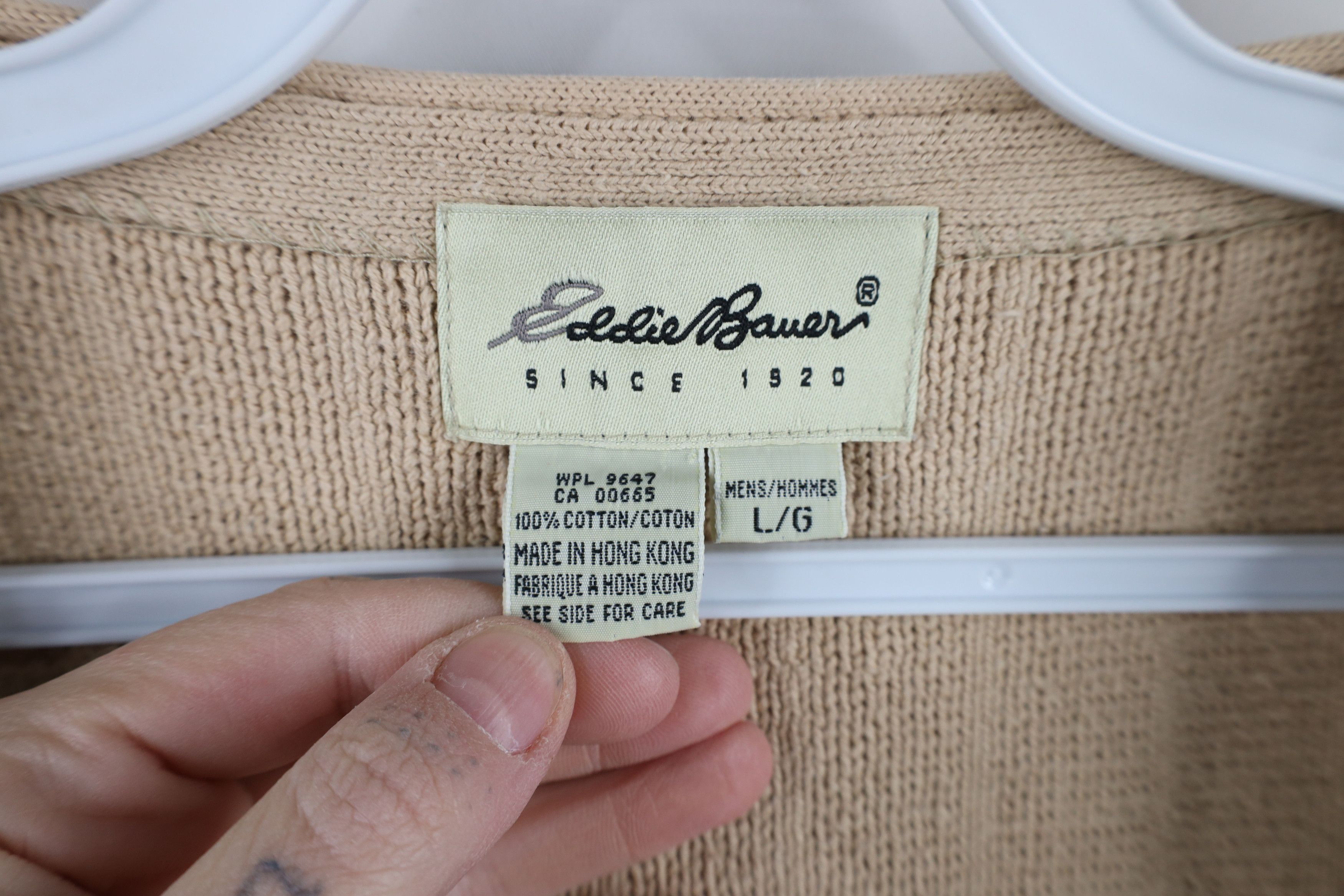 Eddie Bauer × Vintage Vintage 90s Eddie Bauer Knit Cardigan Sweater Vest Beige Size US L / EU 52-54 / 3 - 7 Thumbnail
