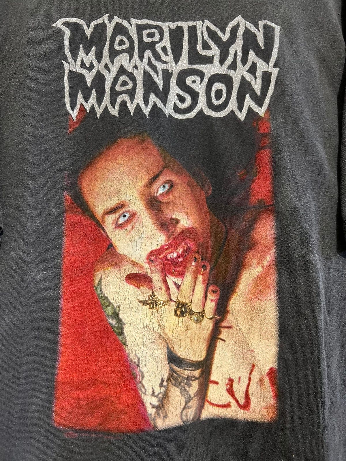 Vintage Rare Marilyn Manson God Of Fuck Vintage 90s Band Tee Grail Size US XL / EU 56 / 4 - 4 Thumbnail