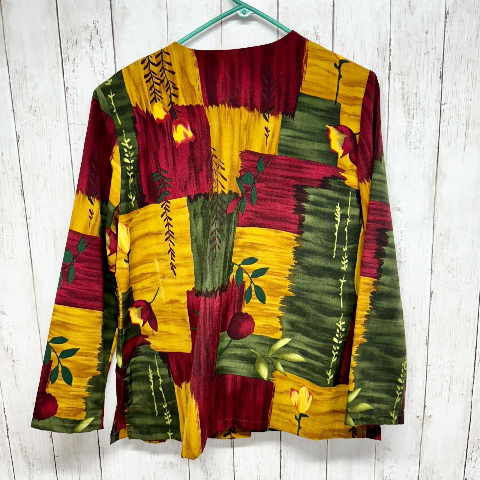 Other Vintage Elizabeth Williams M Leaf Print Long Sleeve Tunic Size M / US 6-8 / IT 42-44 - 4 Thumbnail