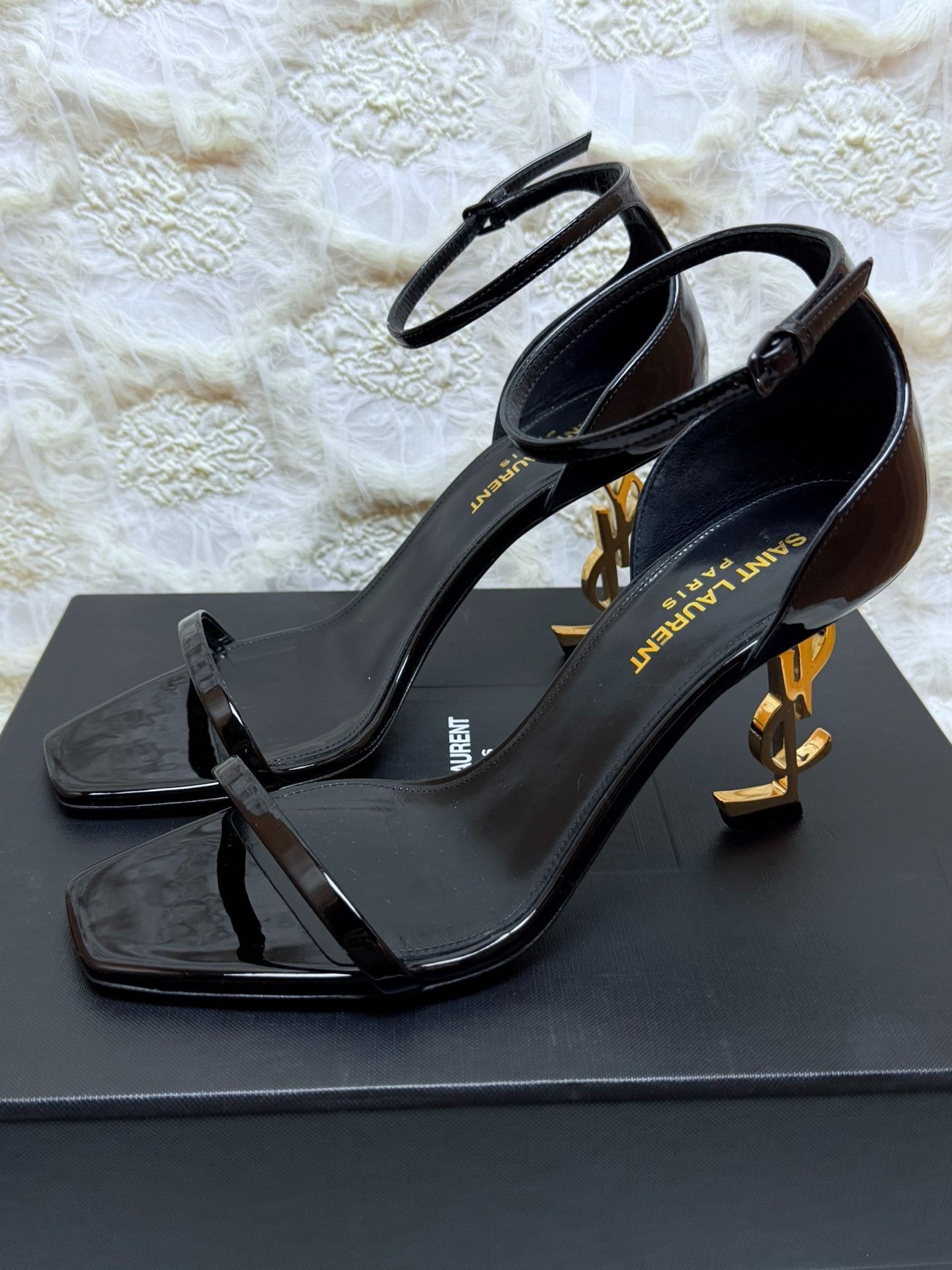 Saint Laurent Paris Saint Laurent Paris Patent Gold Sandals us_7 Women Size US 7 / IT 37 - 1 Thumbnail