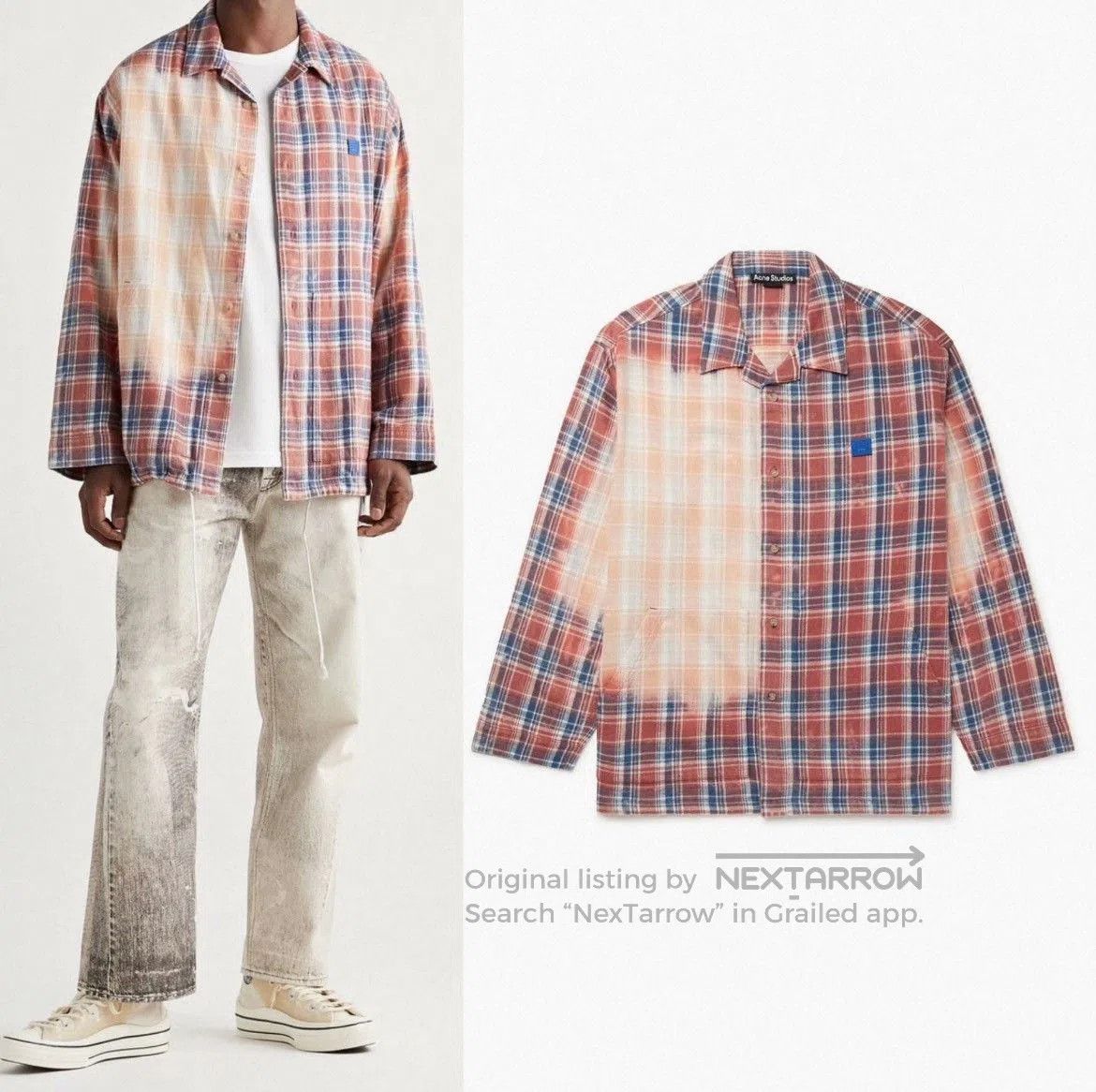 Acne Studios Acne Studios Bleached Check Overshirt. Size US L / EU 52-54 / 3 - 6 Thumbnail