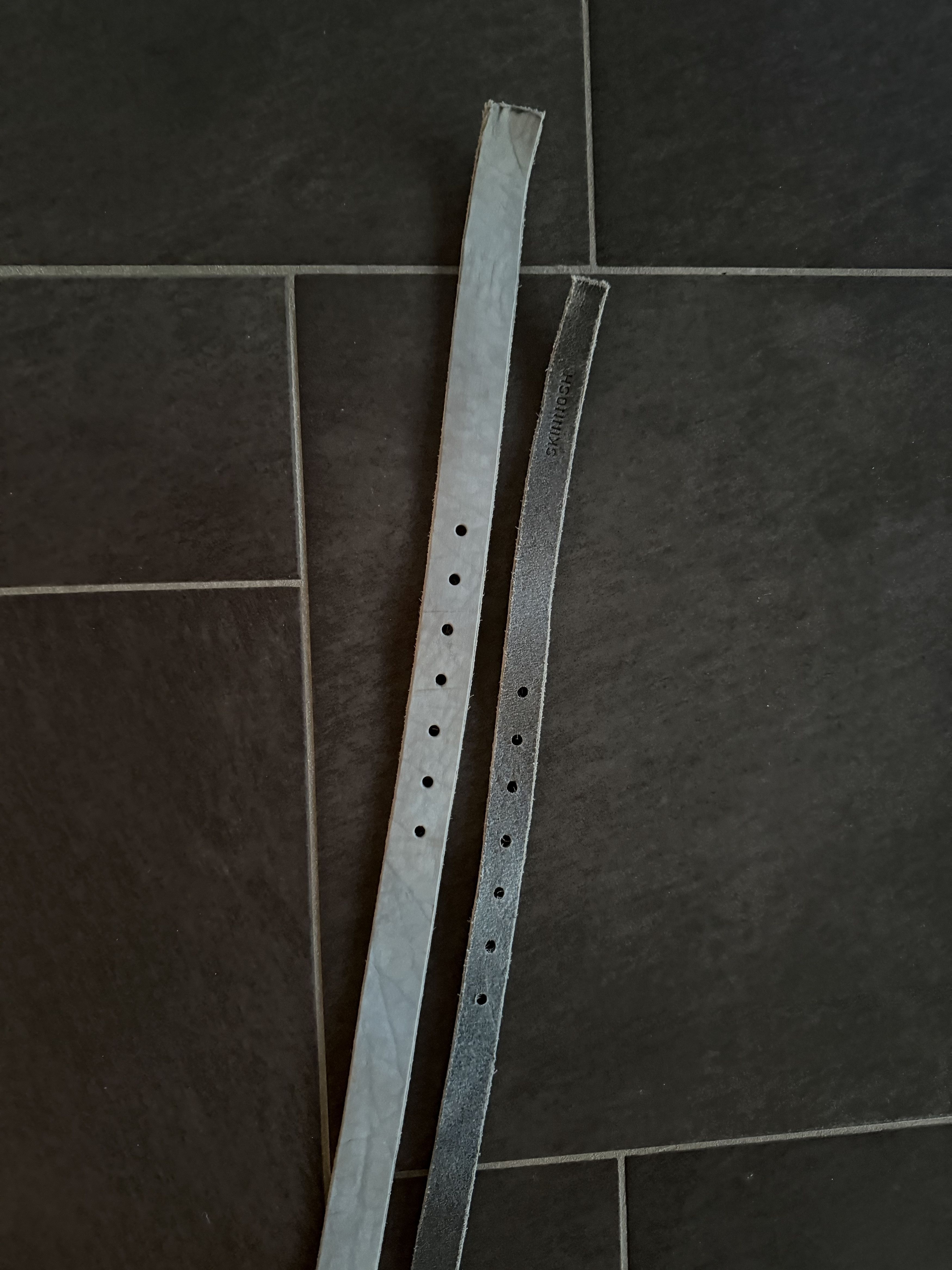 SKINNOSH Glacier Vortex Bison Leather .925 Silver Double Buckle Belt Size 32 - 7 Thumbnail