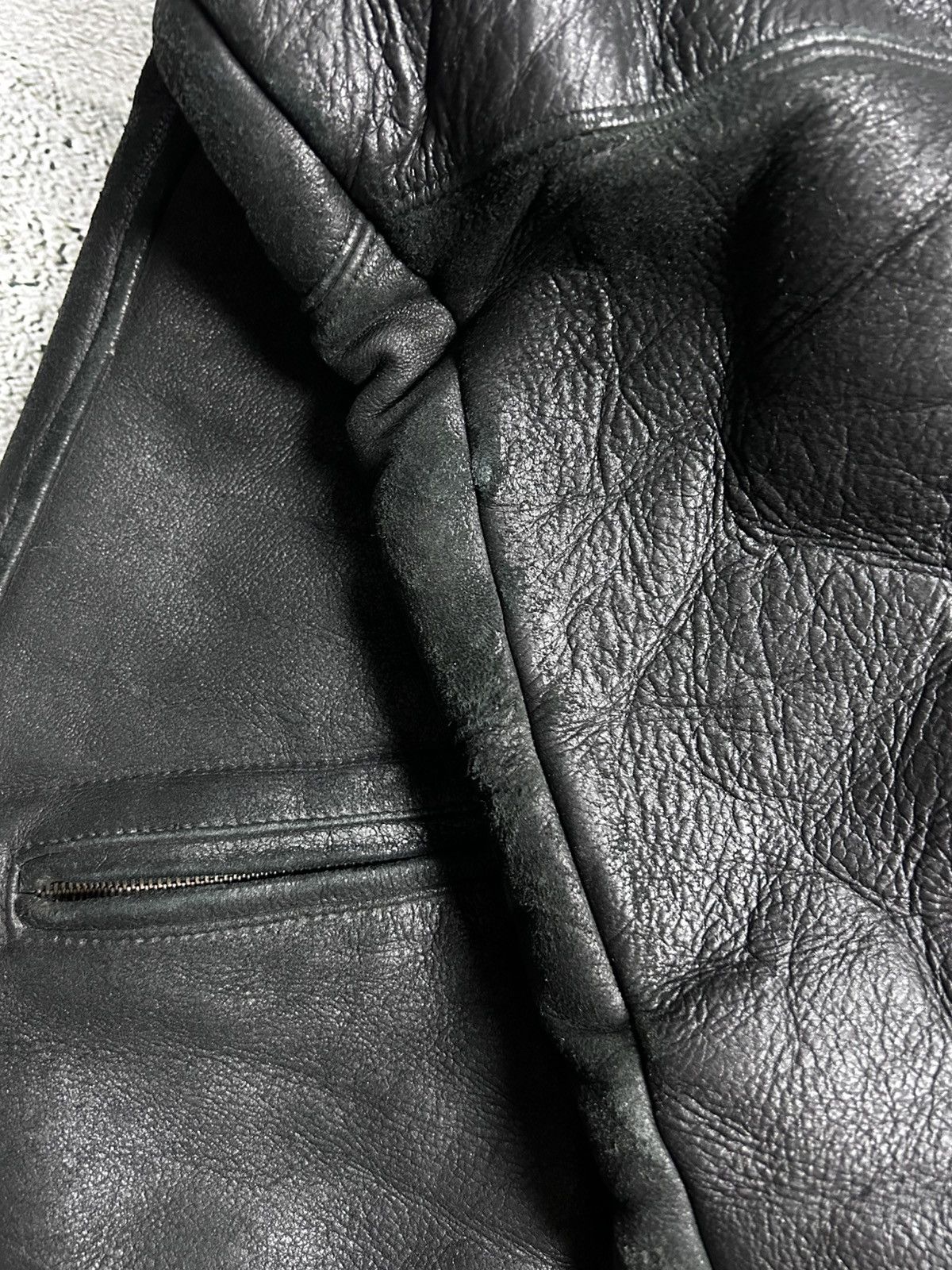 Marc Buchanan Pelle Pelle leather jacket sherpa fur black big logo 90s Size US XL / EU 56 / 4 - 8 Thumbnail