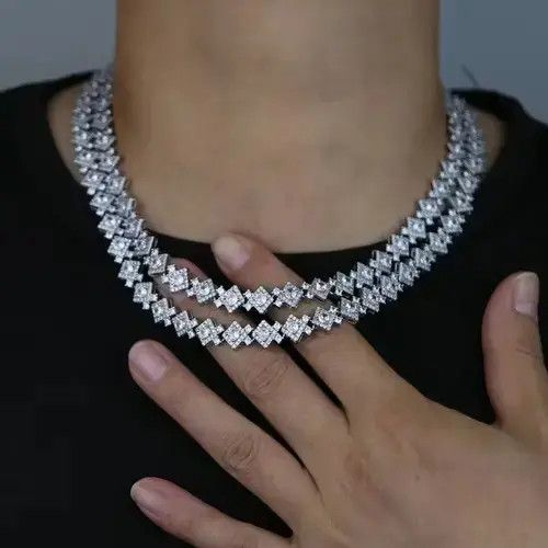 Other 50cm Length Silver Tennis Chain Necklace Size ONE SIZE - 2 Thumbnail