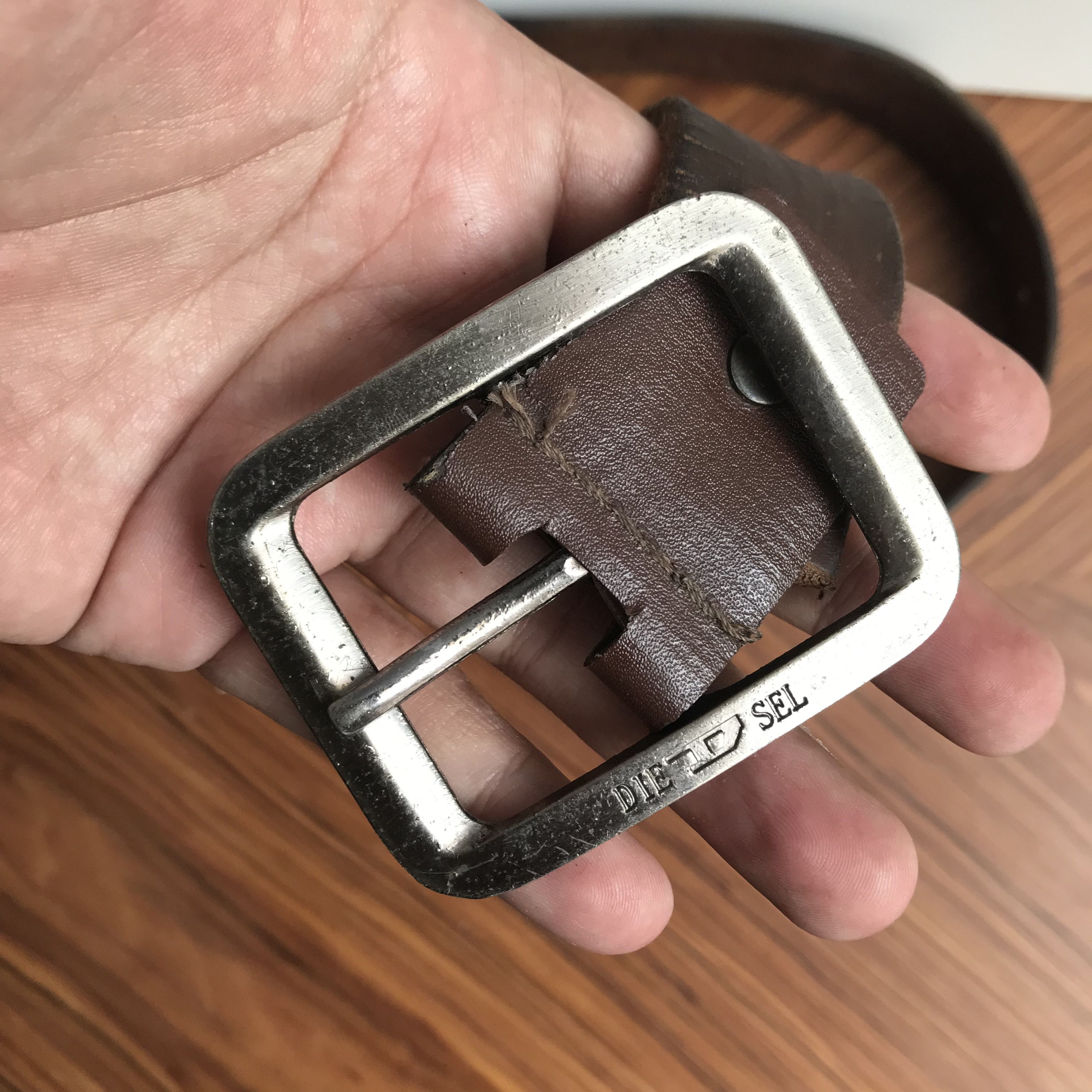 Diesel × Vintage Vintage Diesel Crazy horse brown leather belt Belts Size 32 - 5 Thumbnail