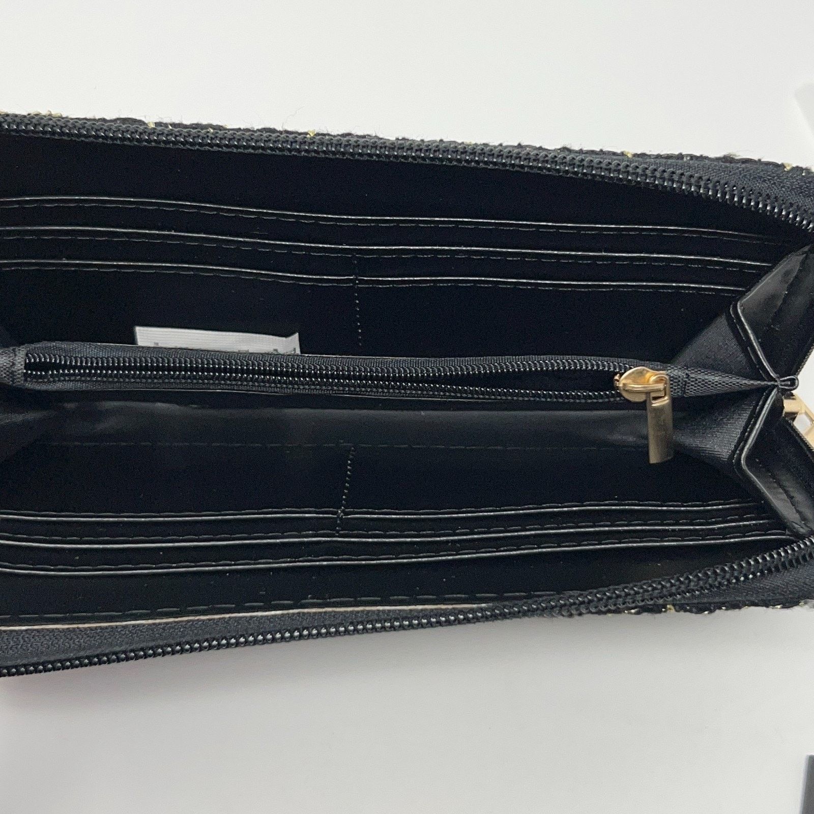 Badgley Mischka Badgley Mischka New York Black Gold Tweed Zip Wallet 8x4x1 Size ONE SIZE - 3 Thumbnail