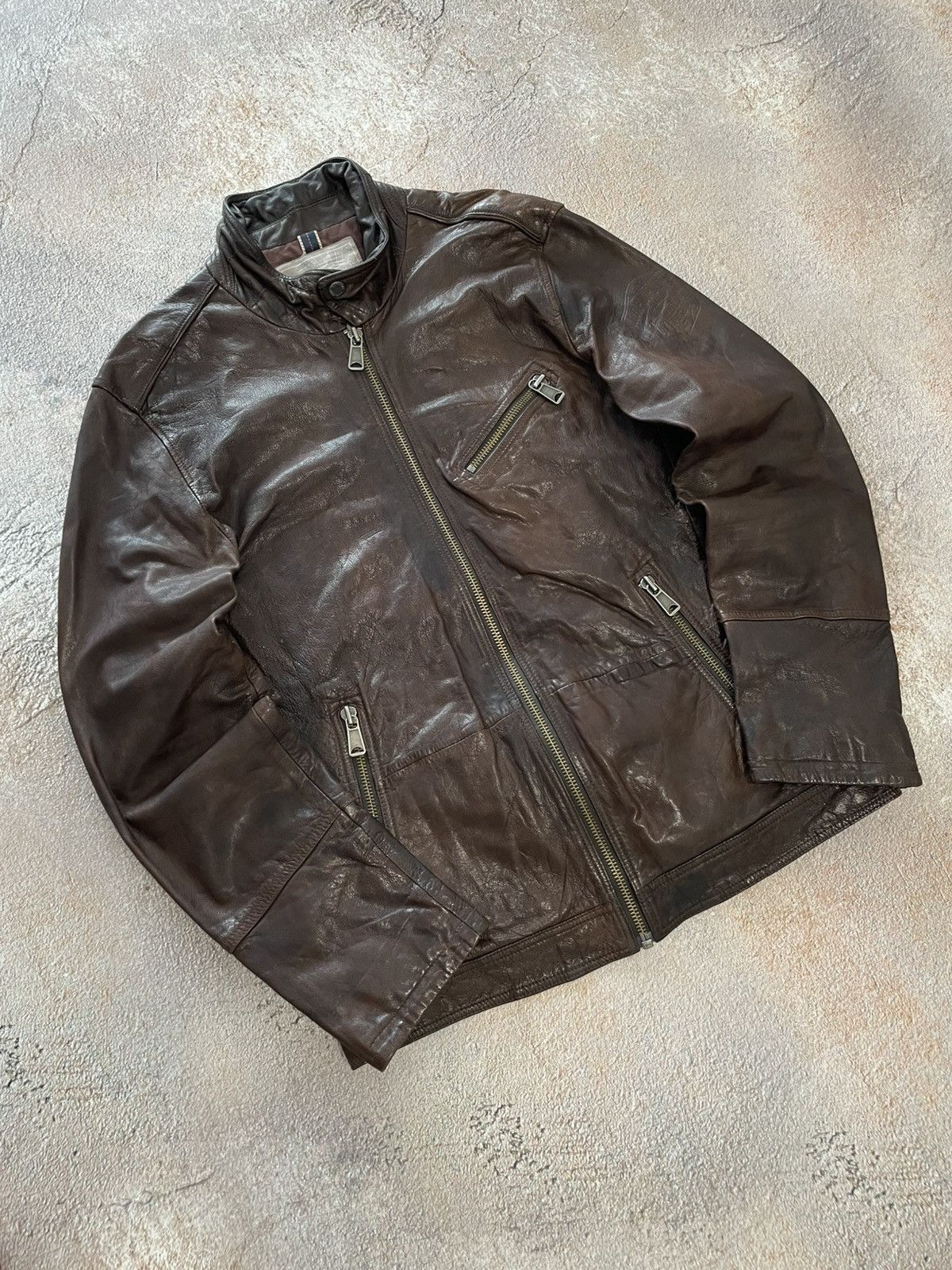 Napapijri Vintage Napapijri Brown Leather Jacket Size US XL / EU 56 / 4 - 1 Thumbnail
