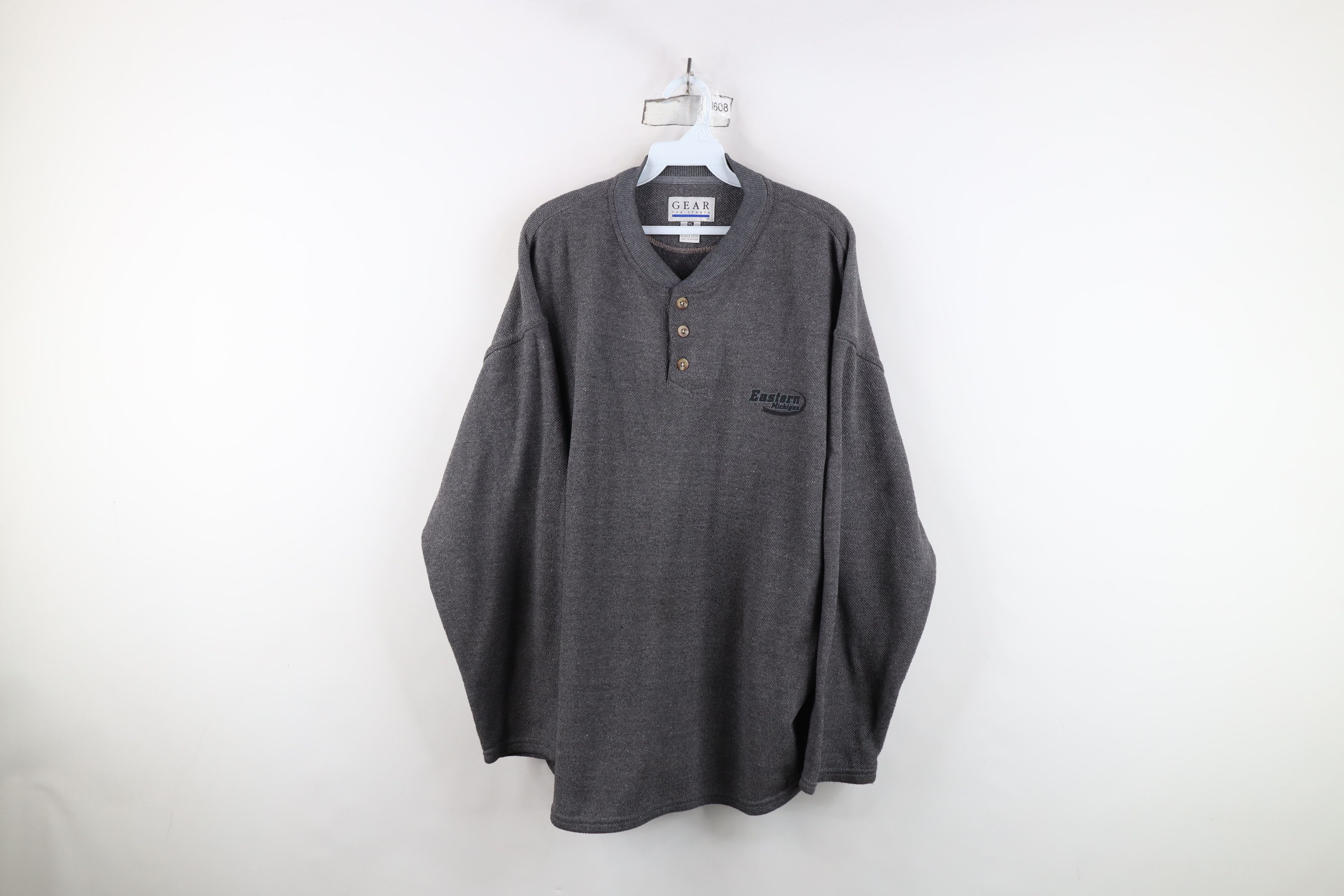 Vintage Vintage 90s Michigan University Thermal Knit Henley T-Shirt Size US XL / EU 56 / 4 - 1 Thumbnail