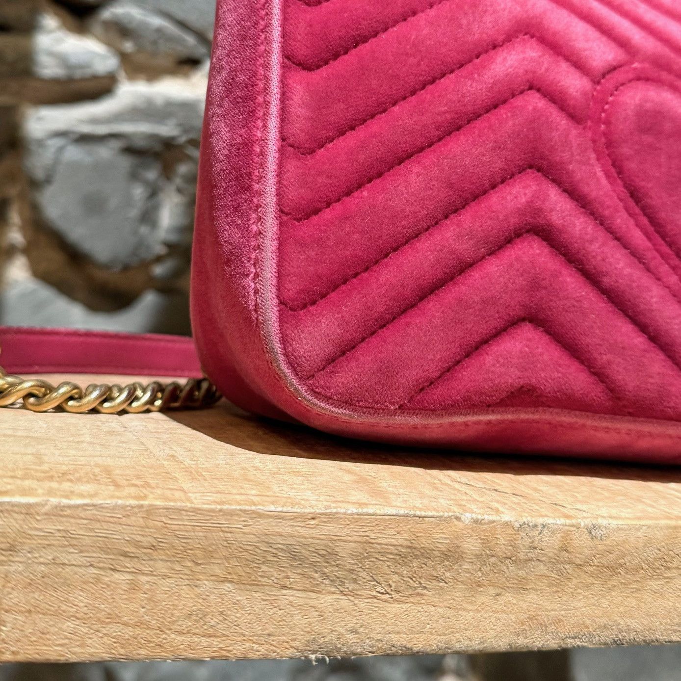 Gucci Gucci Pink Velvet Small Marmont Chain Bag Size ONE SIZE - 7 Thumbnail