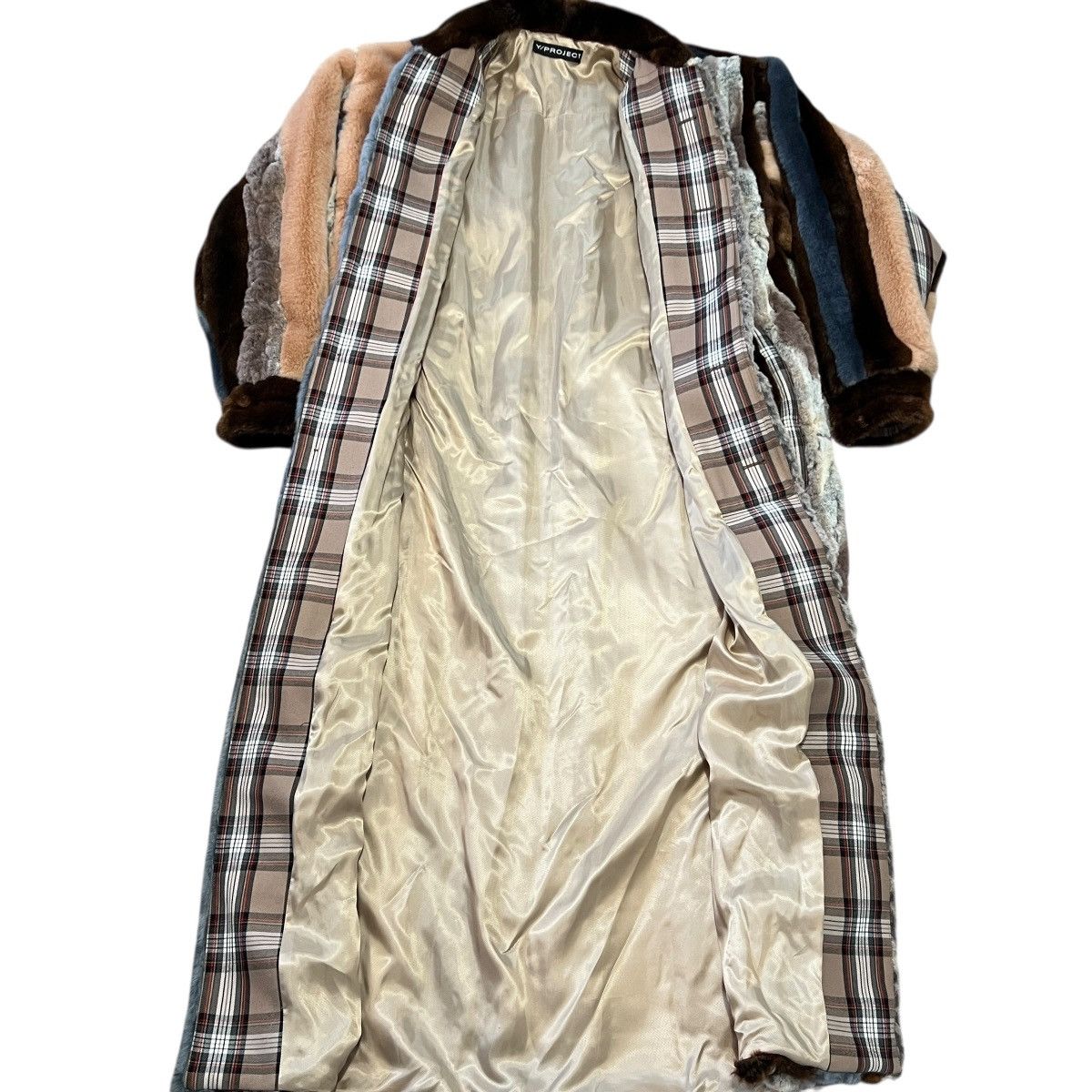 Y/Project Y/PROJECT 2018-19AW Stripe Faux Fur Check Coat Size US XS / EU 42 / 0 - 5 Thumbnail