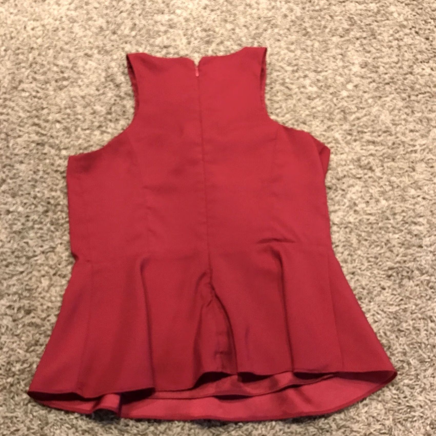 Express Express Blouse Shirt Womens S Red Polyester Blend Lined Zipper Round Neck Sleeveless Regular Basic Size S / US 4 / IT 40 - 4 Thumbnail