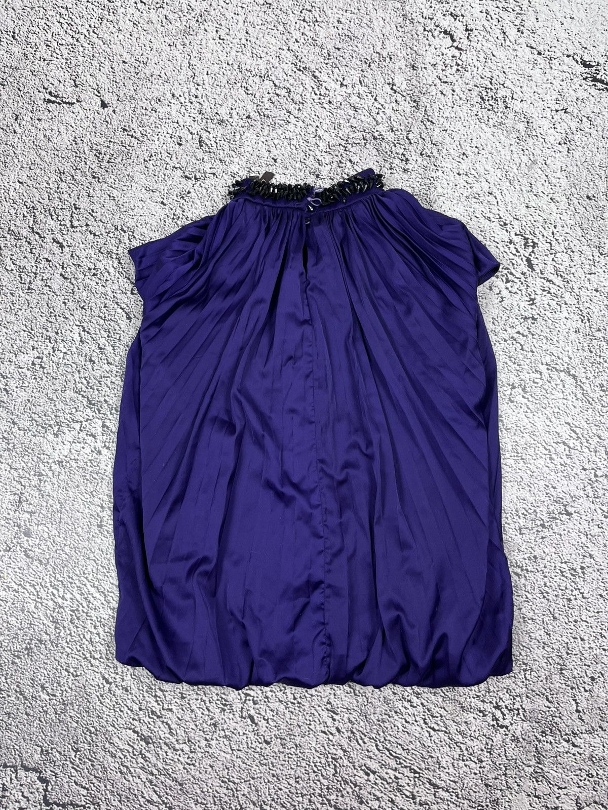 Roberto Cavalli Roberto Cavalli Purple Pleated Silk Top Crystal Collar Size S / US 4 / IT 40 - 8 Thumbnail