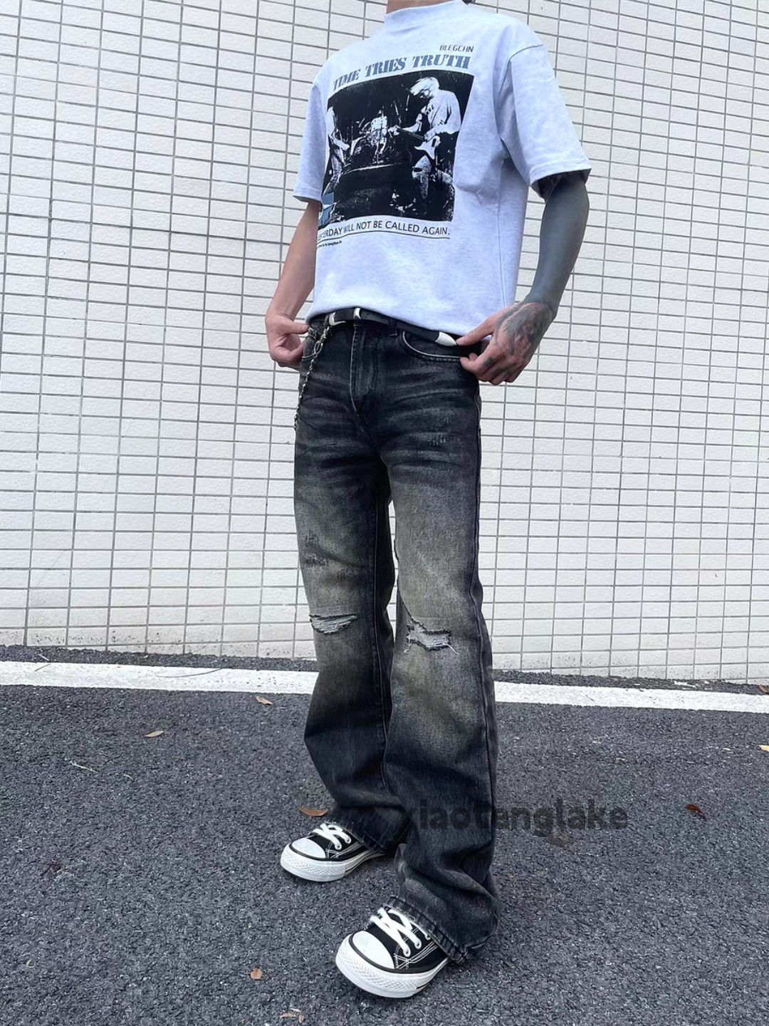 Jean × Vintage Washed faded rusty stain grunge damaged ripped jeans Size US 28 / EU 44 - 6 Thumbnail
