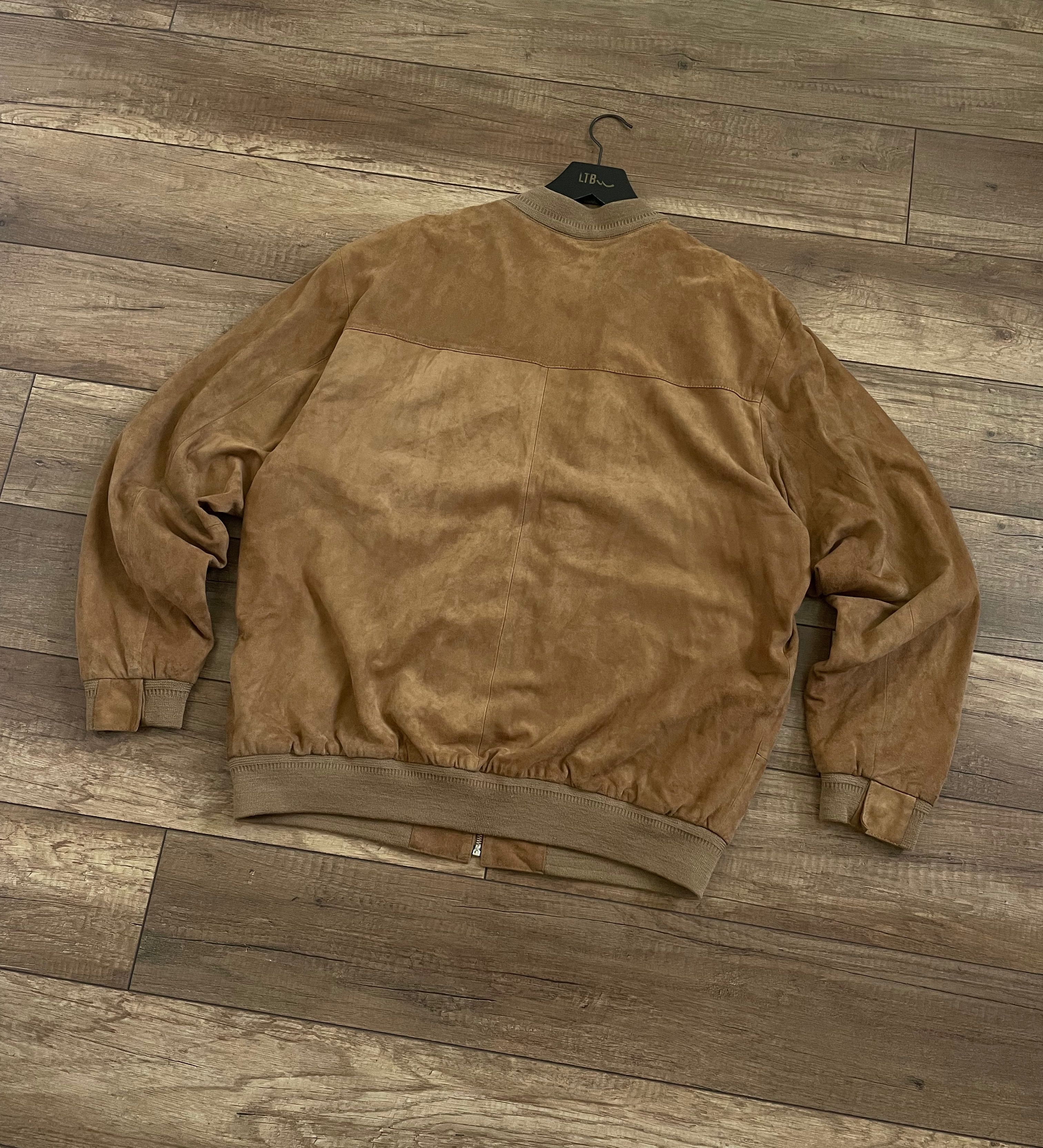 Vintage Christian Berg Brown Suede Leather Bomber Jacket Size US XXL / EU 58 / 5 - 2 Thumbnail