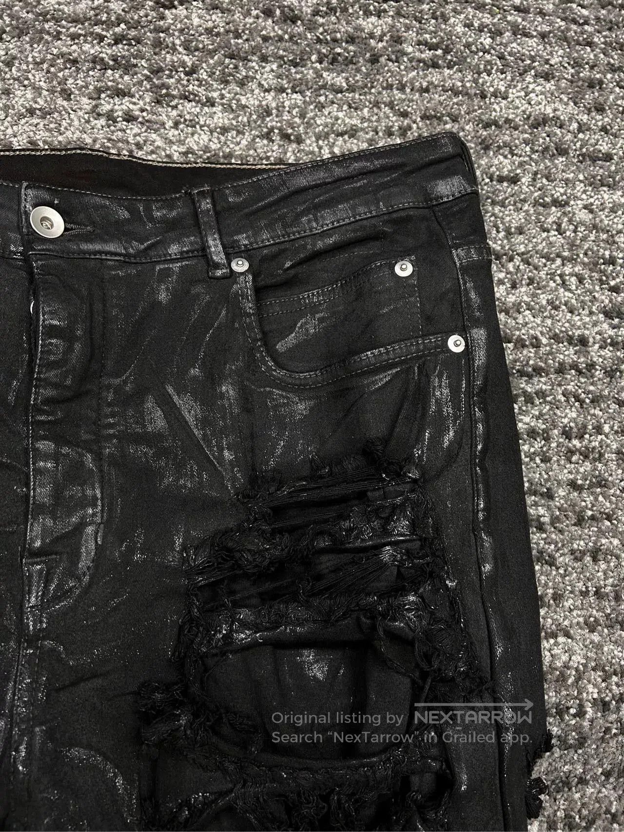 Rick Owens Rick Owens Waxed Distressed Destroyed Pants. Size US 34 / EU 50 - 6 Thumbnail