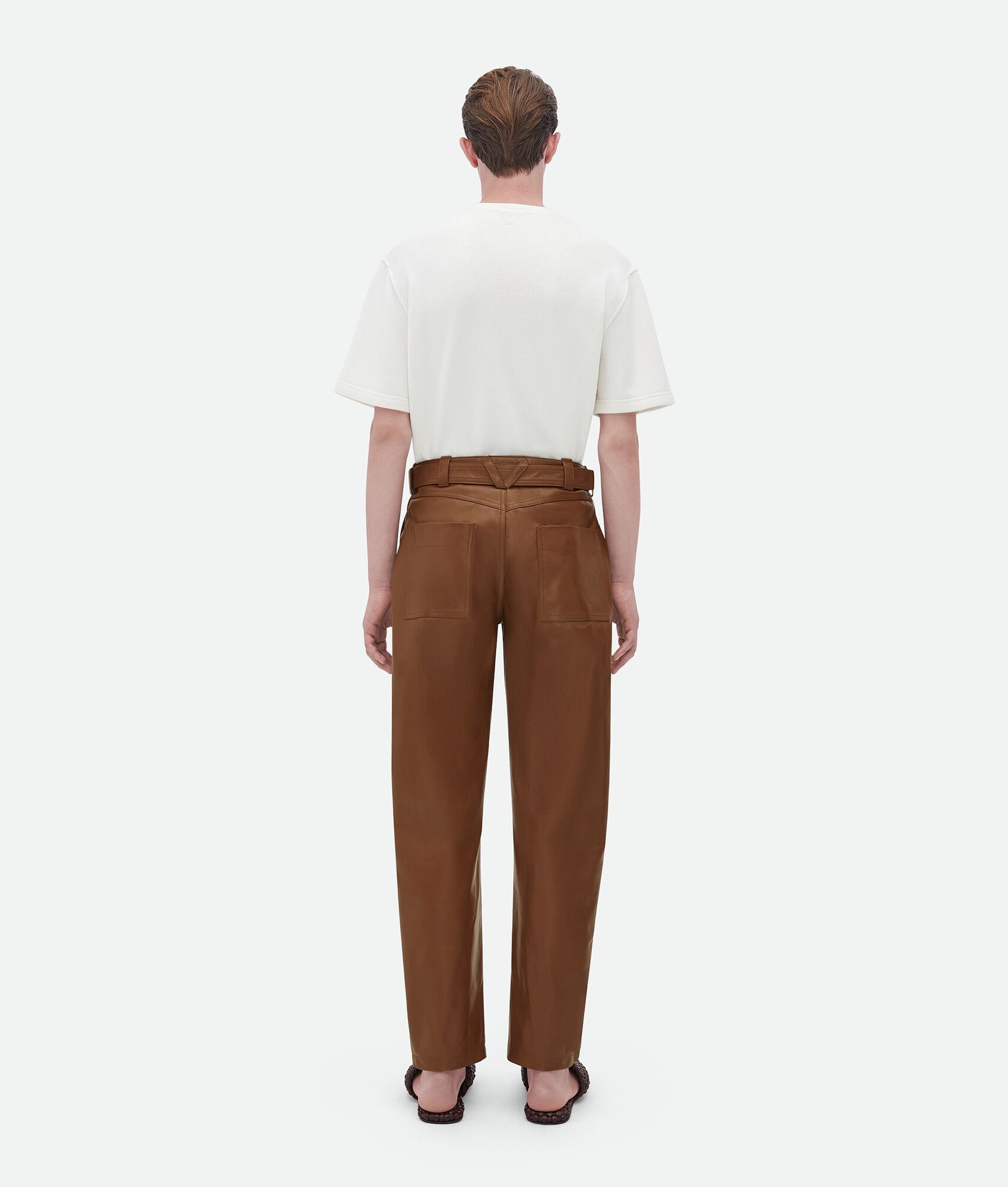 Bottega Veneta Toffee Brown Calfskin Belted Leather Trousers Size US 36 / EU 52 - 5 Thumbnail