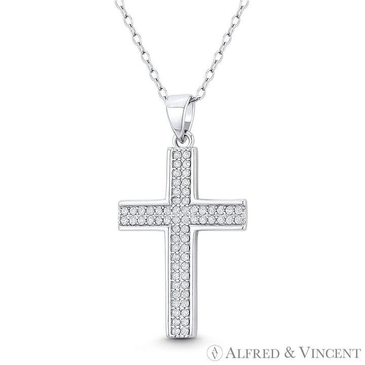 Other Latin Cross CZ Crystal Pave Pendant in 925 Sterling Silver Size ONE SIZE - 1 Preview