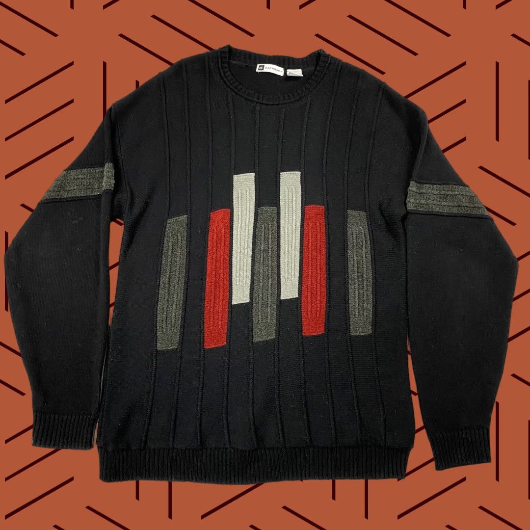 Velour VINTAGE BACHRACH BLACK TEXTURED VELOUR STRIPED CREW NECK SWEATER XL Casual Men Size US XL / EU 56 / 4 - 1 Thumbnail