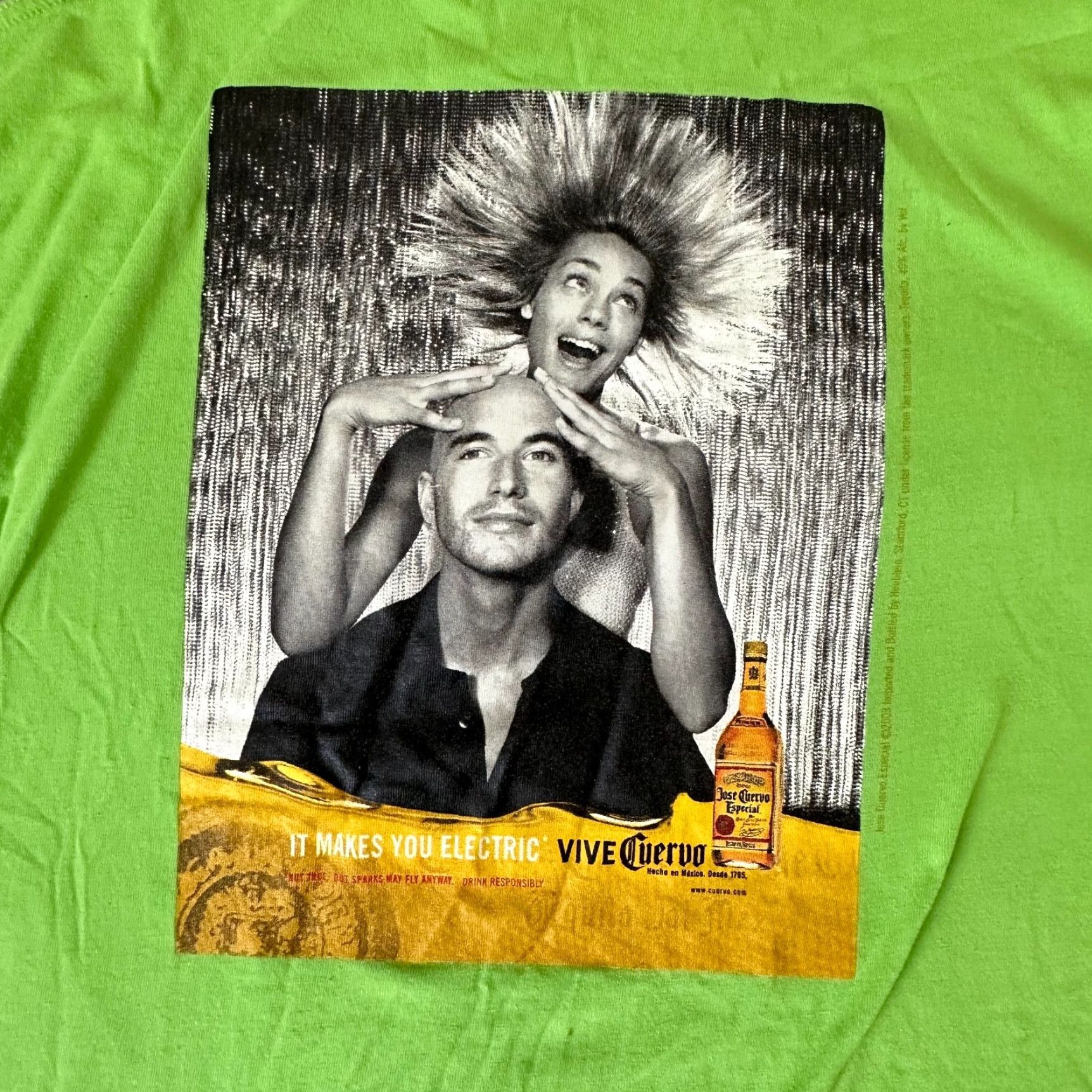 Vintage Vintage Jose Cuervo Shirt XL Green Mens T-Shirt 90s Cotton Deluxe Mock Neck Short Sleeve Size US XL / EU 56 / 4 - 2 Thumbnail