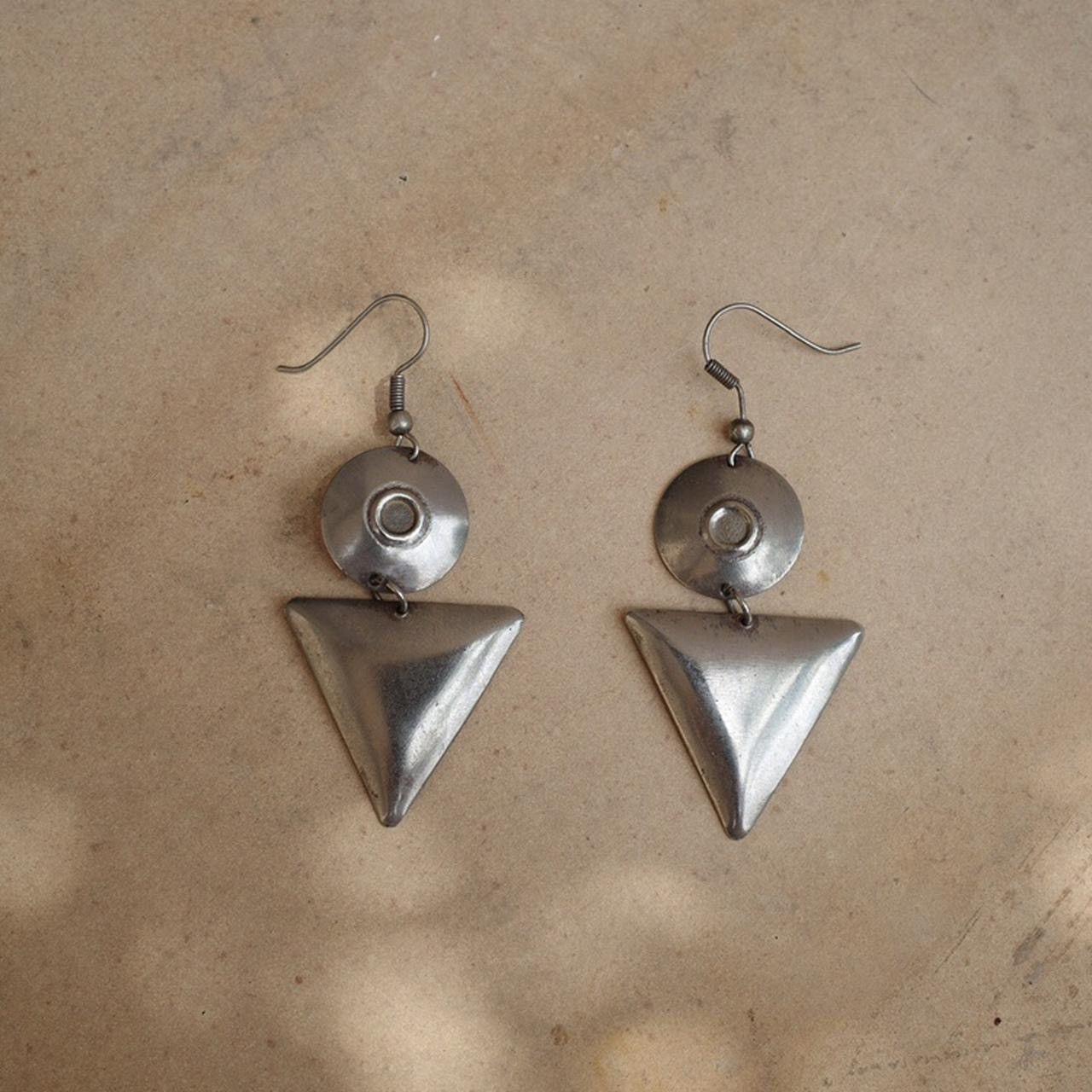 Vintage Vintage Silver Deco Earrings Size ONE SIZE - 1 Thumbnail
