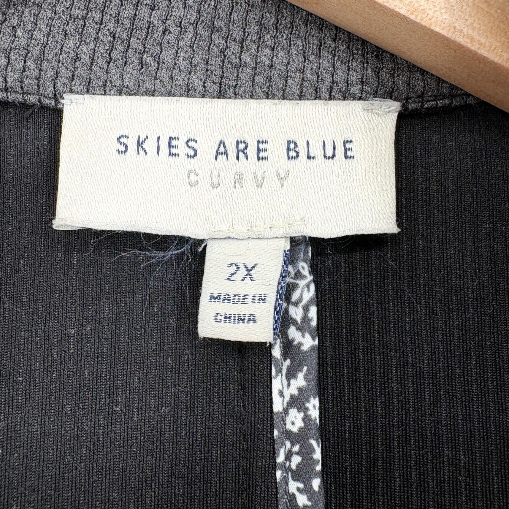 Vintage Skies Are Blue Blazer Jacket Womens 2X Gray Knit Open Front Pockets Plus-Size Curvy 2X Fall Spring Casual Business Women Long Sleeve Size XXL / US 16-18 / IT 52-54 - 4 Thumbnail