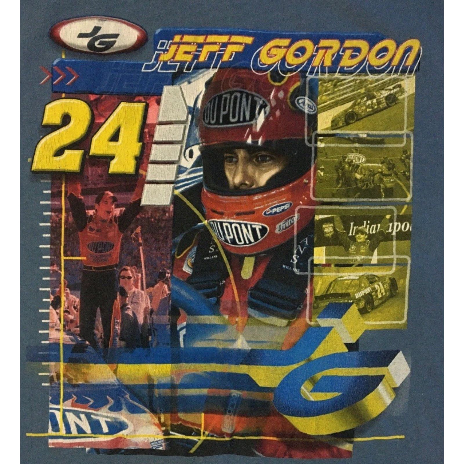 NASCAR VINTAGE NASCAR Jeff Gordon Faded All Over Print Shirt XL Blue Men Short Sleeve T-Shirt 90s Biker Grunge Racing Car USA Retro 80s 90s Indie Racing Size US XL / EU 56 / 4 - 3 Thumbnail