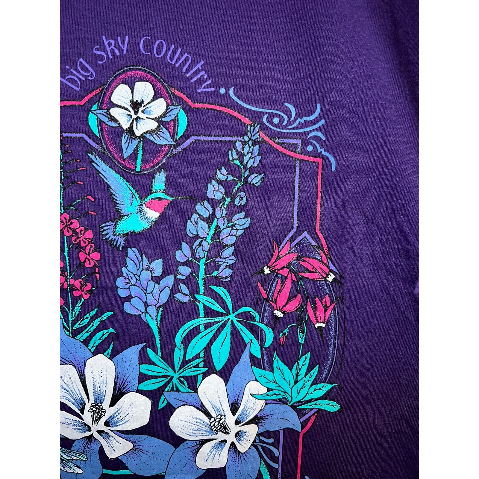 Jerzees Vintage Big Sky Country Shirt Montana Wild Flower Tee 90s L Size US L / EU 52-54 / 3 - 3 Thumbnail