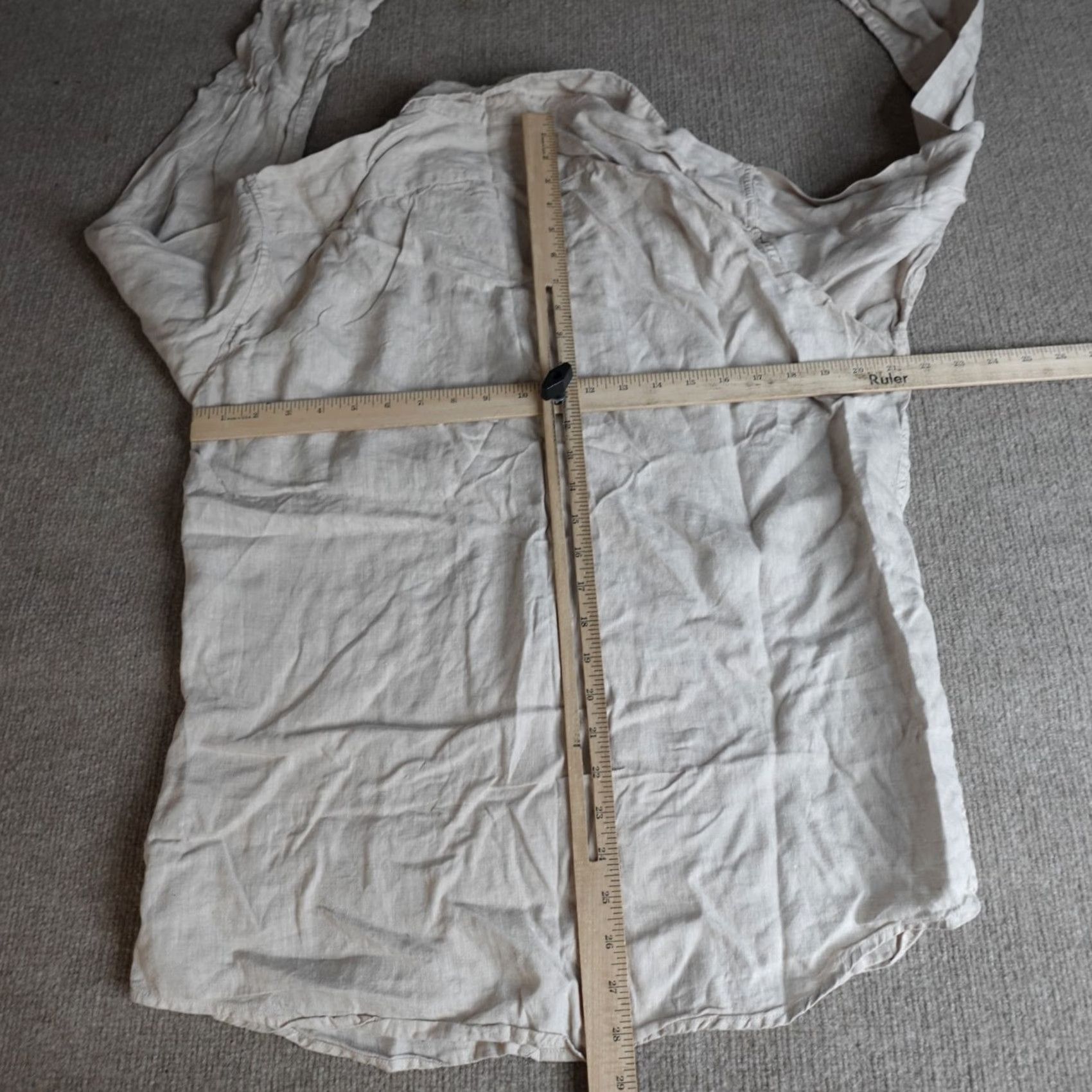 Uniqlo Uniqlo Shirt Long Sleeve Beige Solid Men L Linen Button-Up Casual Size US L / EU 52-54 / 3 - 3 Thumbnail