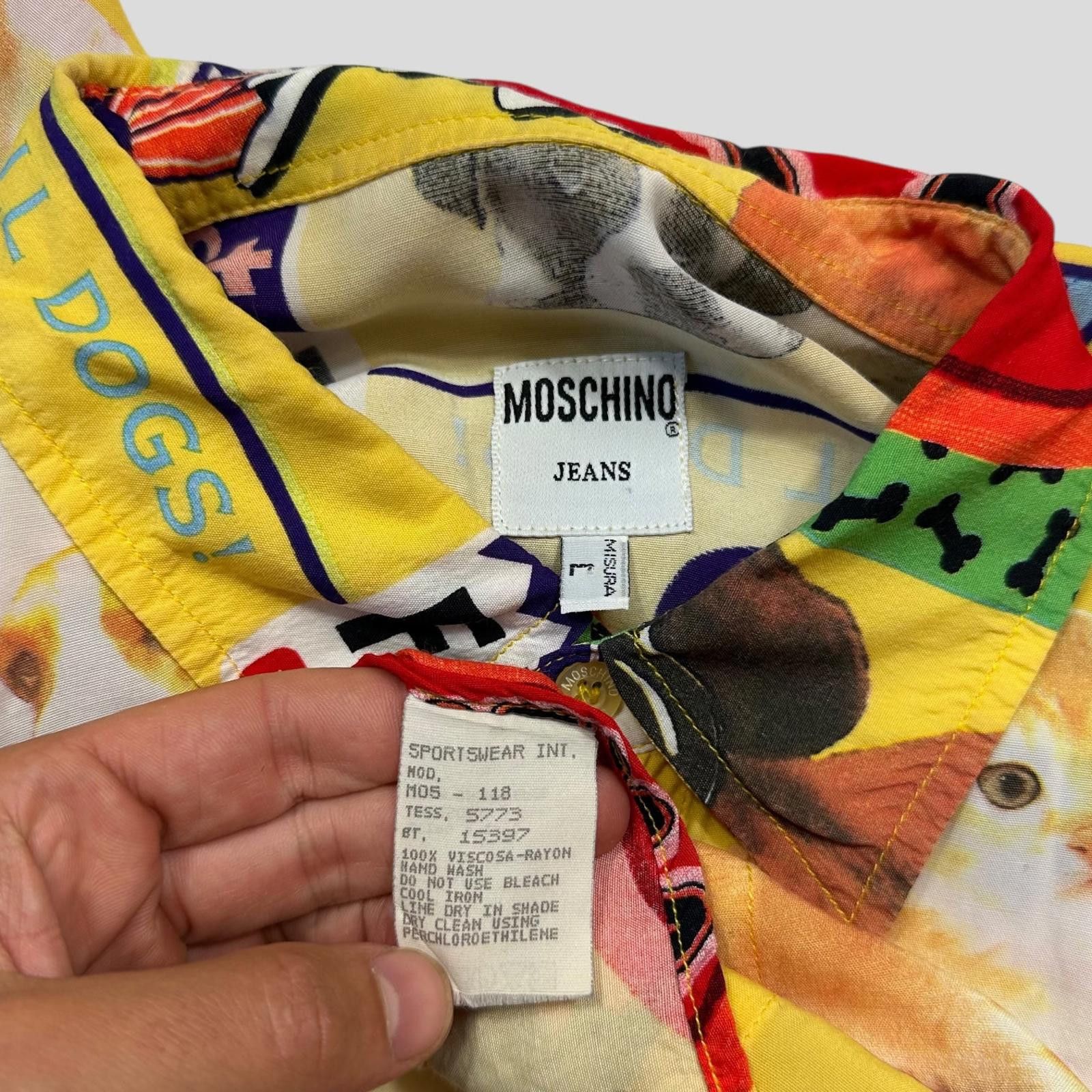 Moschino Moschino Jeans 1997 Yellow Cats and Dogs Shirt - L/XL Size US L / EU 52-54 / 3 - 4 Thumbnail