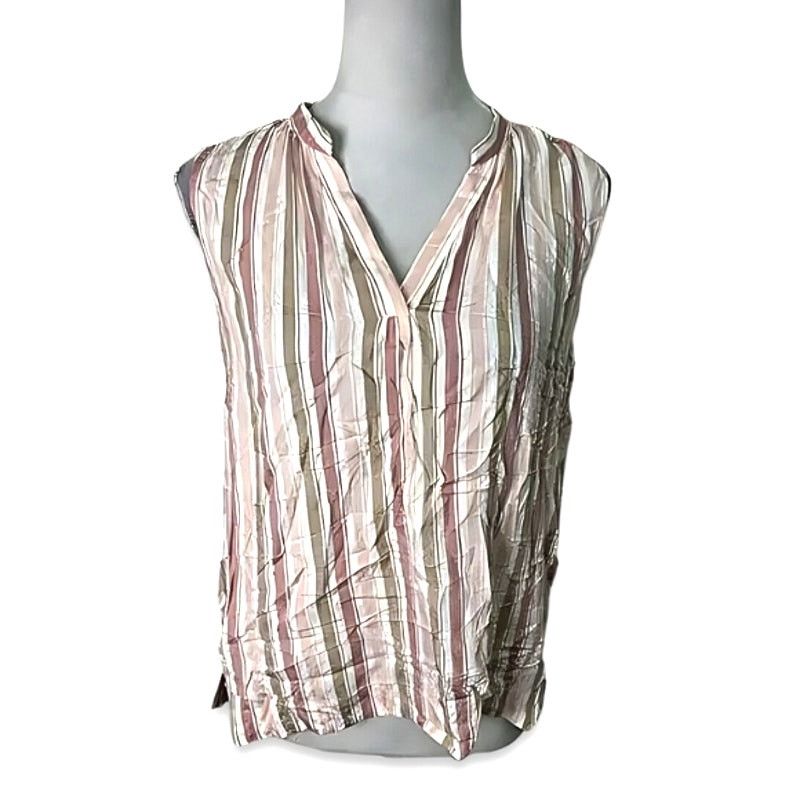 Other Caslon Tank Blouse Breezy Sleeveless Striped Pink/Brown S Size S / US 4 / IT 40 - 1 Thumbnail