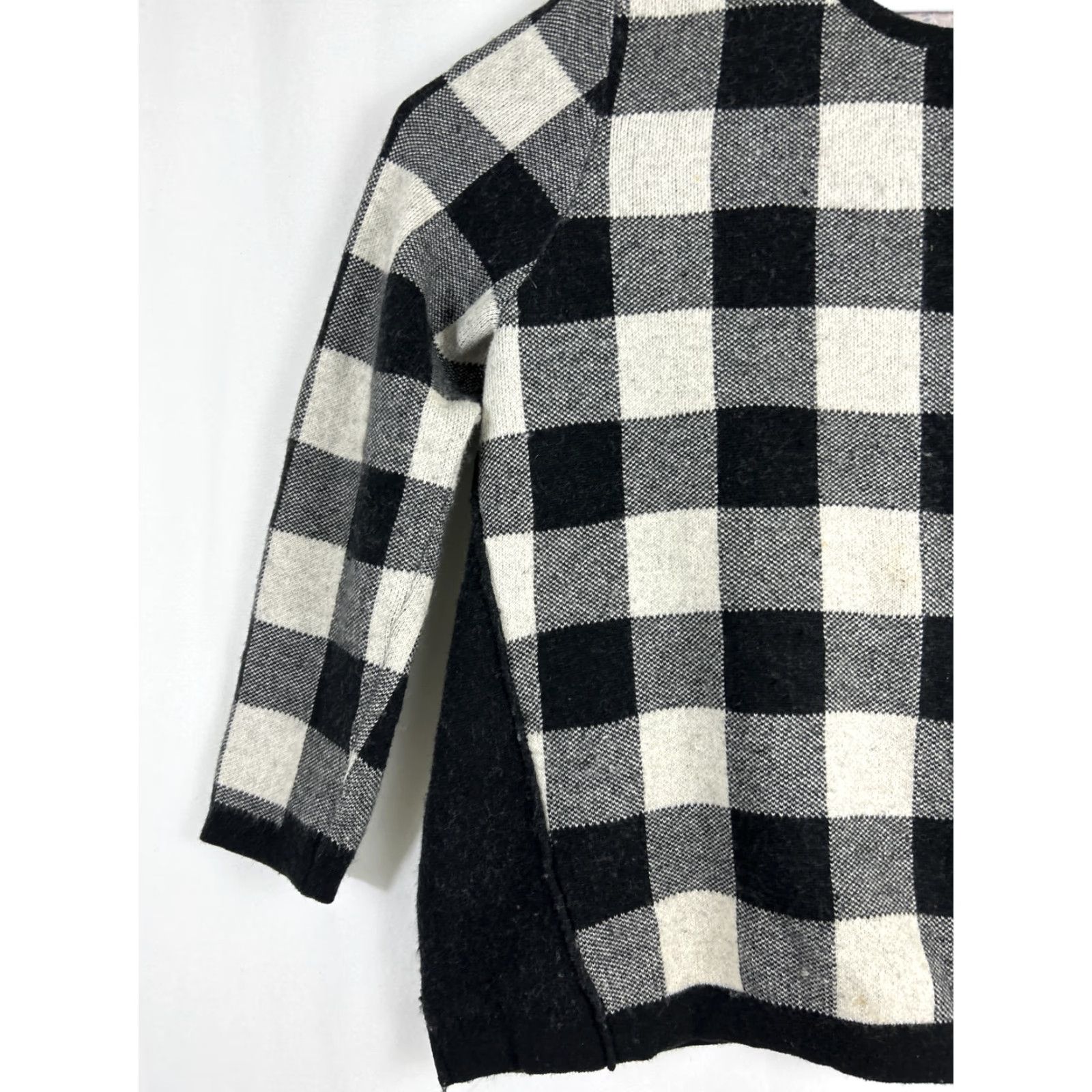 J. Jill J Jill Womens Medium Black White Plaid Pullover Sweater Casual Cotton Wool Nylon Knit M Black Women's Sweater 90s? Size M / US 6-8 / IT 42-44 - 2 Thumbnail
