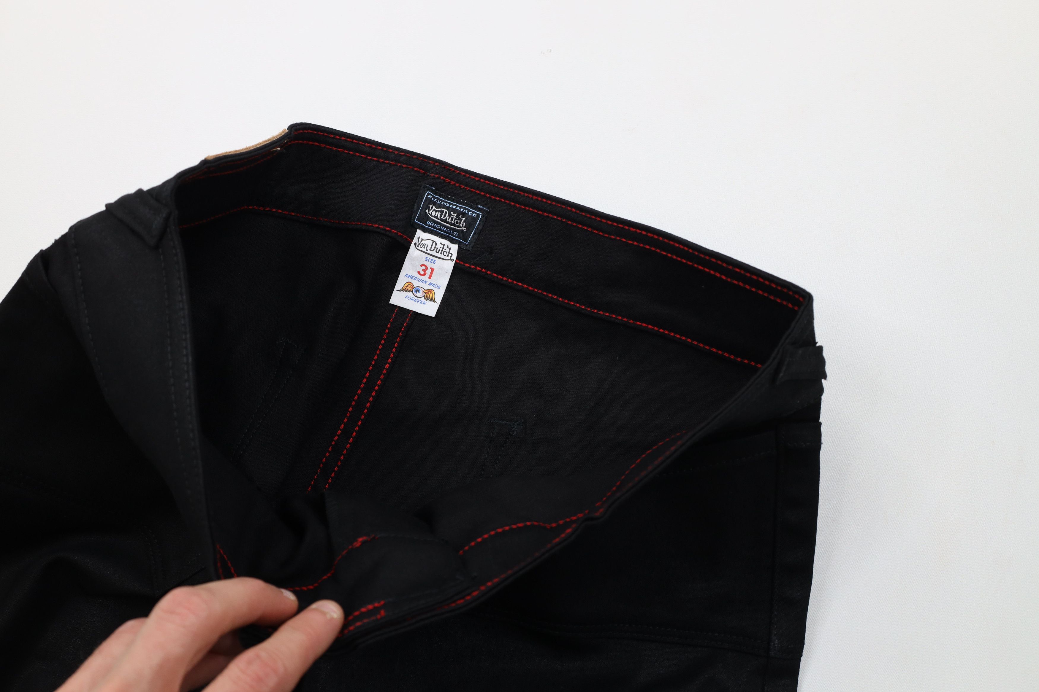 Von Dutch Vintage 90s Y2K Von Dutch Flared Wide Leg Pants Black USA Size 31" - 7 Thumbnail